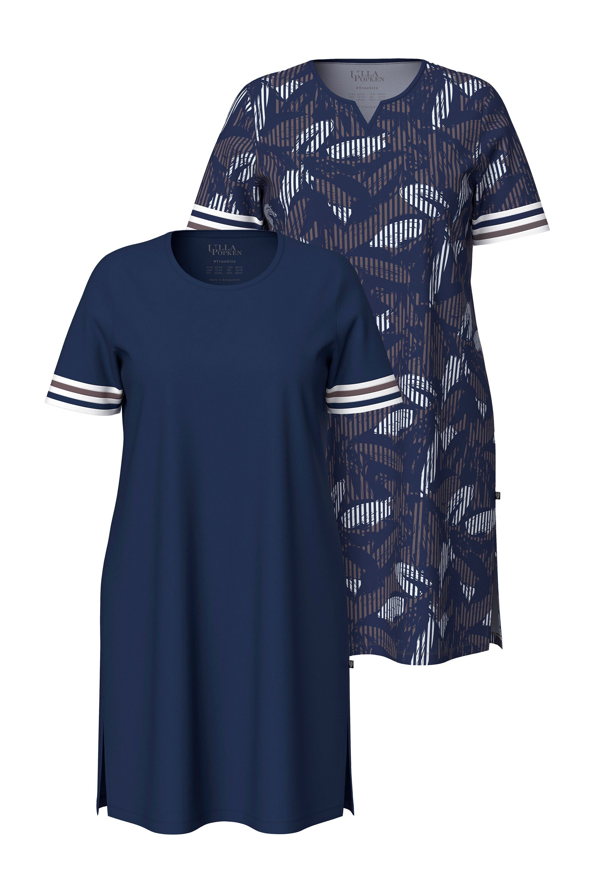 Ulla Popken Nachthemd Bigshirts 2er-Pack Rundhals-/Herzausschnitt (2-tlg)