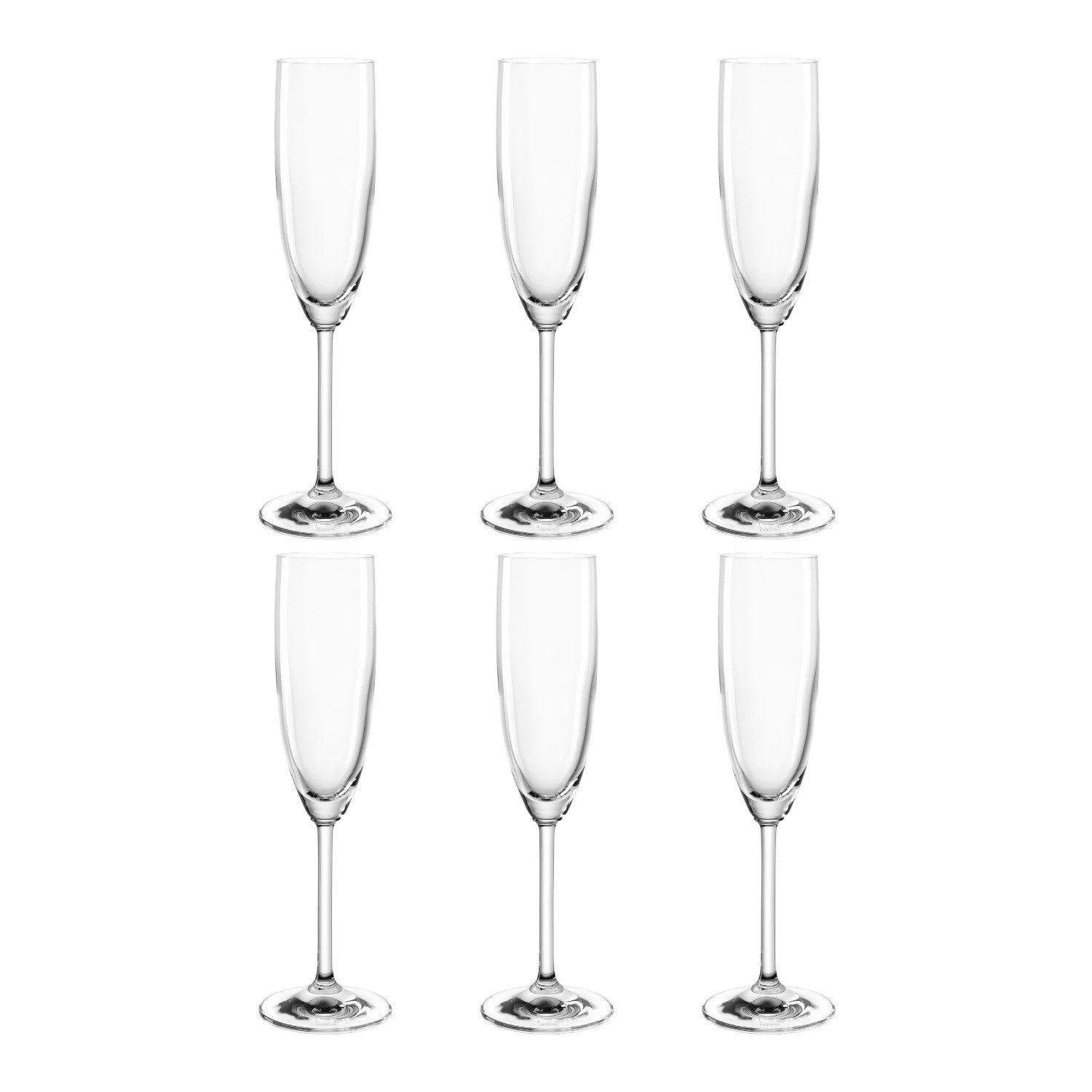 LEONARDO Sektglas 6 x Sektflöte Champagnerglas Stoßfest Serie TWIN 190ml