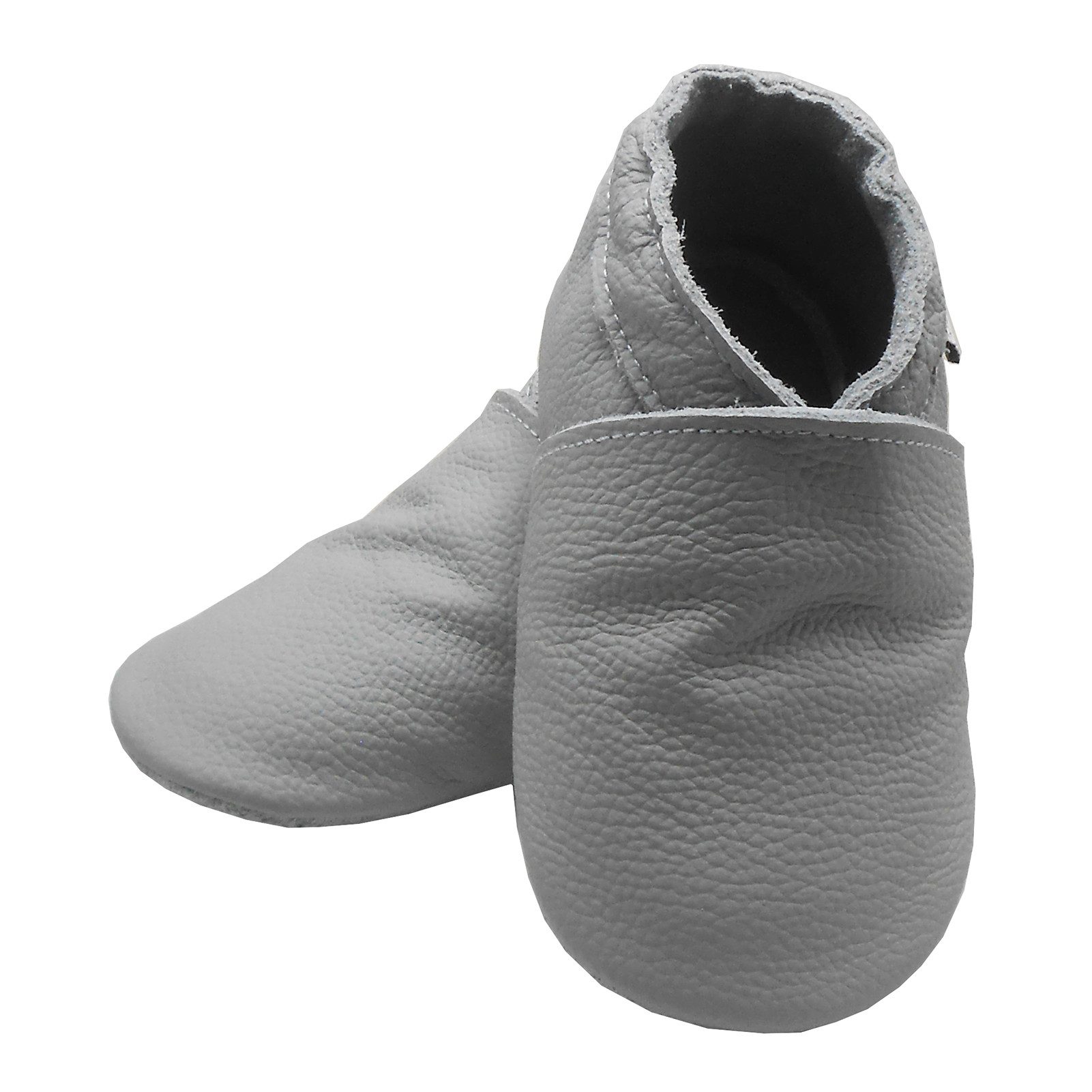 Bemesu Baby Пинетки  Lauflernschuh Lederpuschen Litschimuster hellgrau Walkingschuh (Handgenäht, weiche, leichte, flexible, rutschfest) 100% echtes Leder Babyschuhe