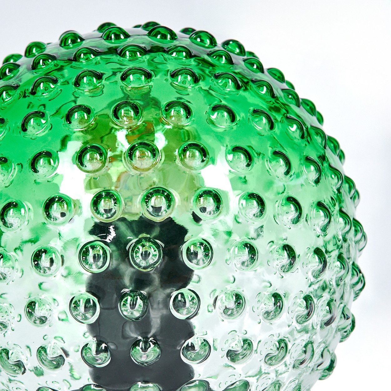 hofstein Tischleuchte Tischlampe aus Glas/Metall in Grün/Klar/Lila/Schwarz, ohne Leuchtmittel, moderne Leuchte aus Glas (16,5 cm), Schalter am Kabel, E27