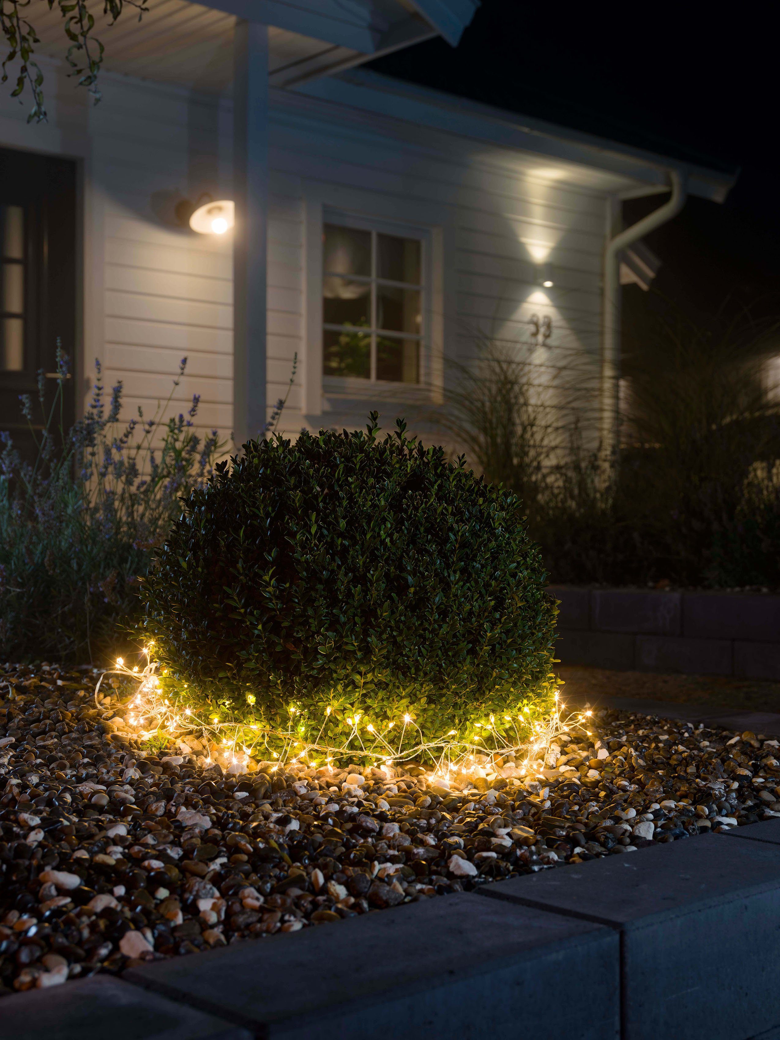 KONSTSMIDE LED-Lichterkette Weihnachtsdeko aussen, 200-flammig, Aufroller, Dioden Micro LED Cluster, mit Büschellichterkette 200