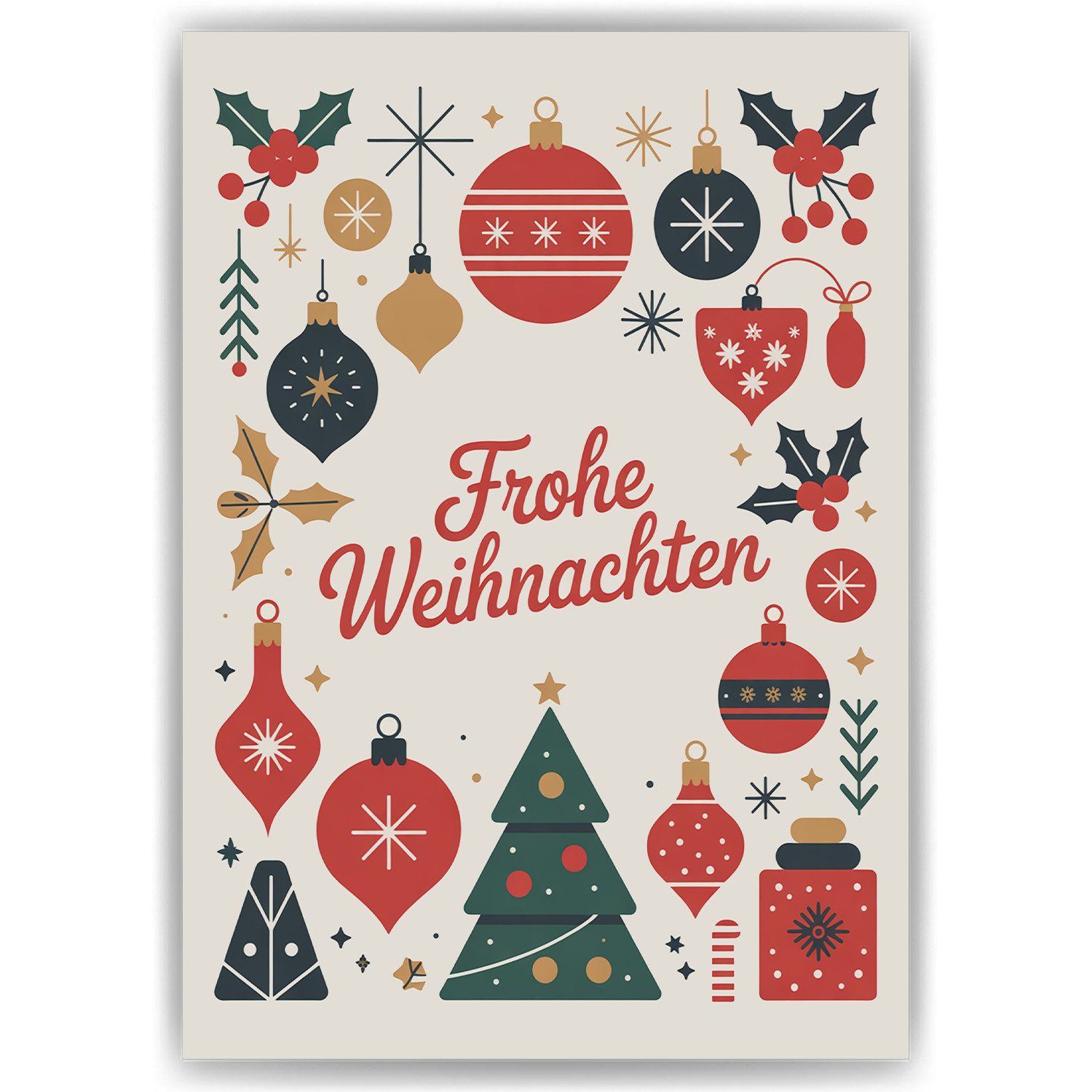 Tigerlino Poster Frohe Weihnachten Tannenbaum Weihnachtszeit Bild Merry Christmas, DIN A4