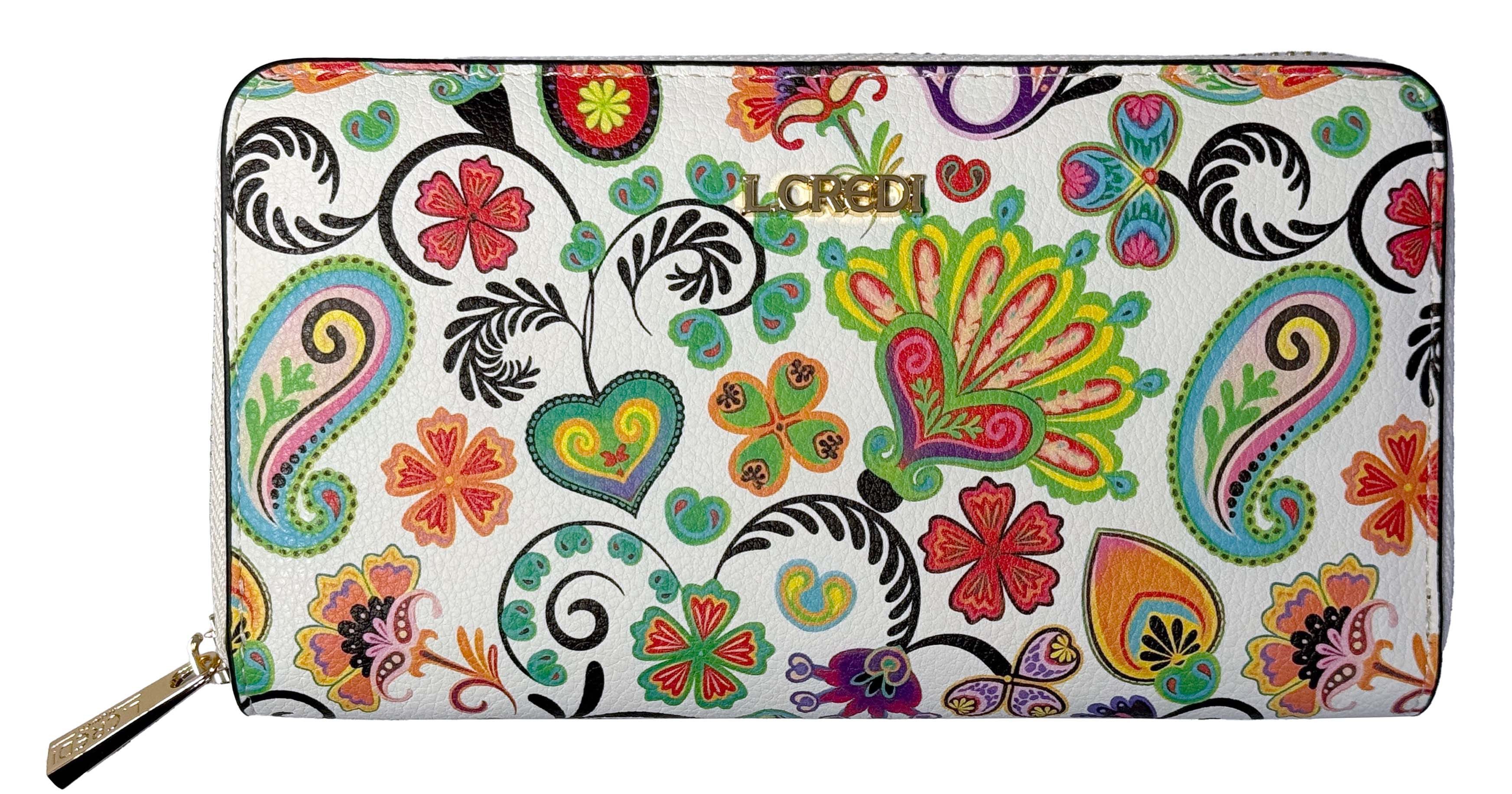 L. CREDI Geldbörse L.CREDI-Damen-Börse-RFID-ROSEMARIE White Multi (1-tlg., Damen-Geldbörse), RFID-Secure