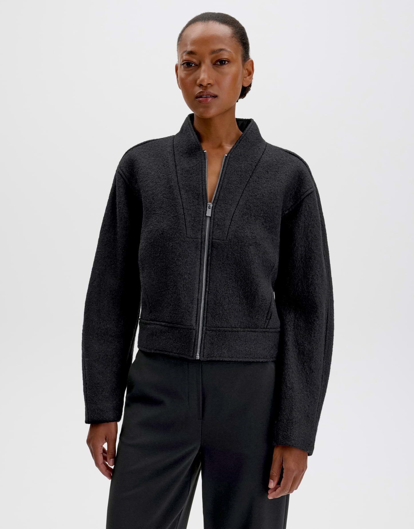 someday Wolljacke Nuvera aus strukturierter Webware Gerader Schnitt mit Fledermausärmeln und weich fallendem Schalkragen