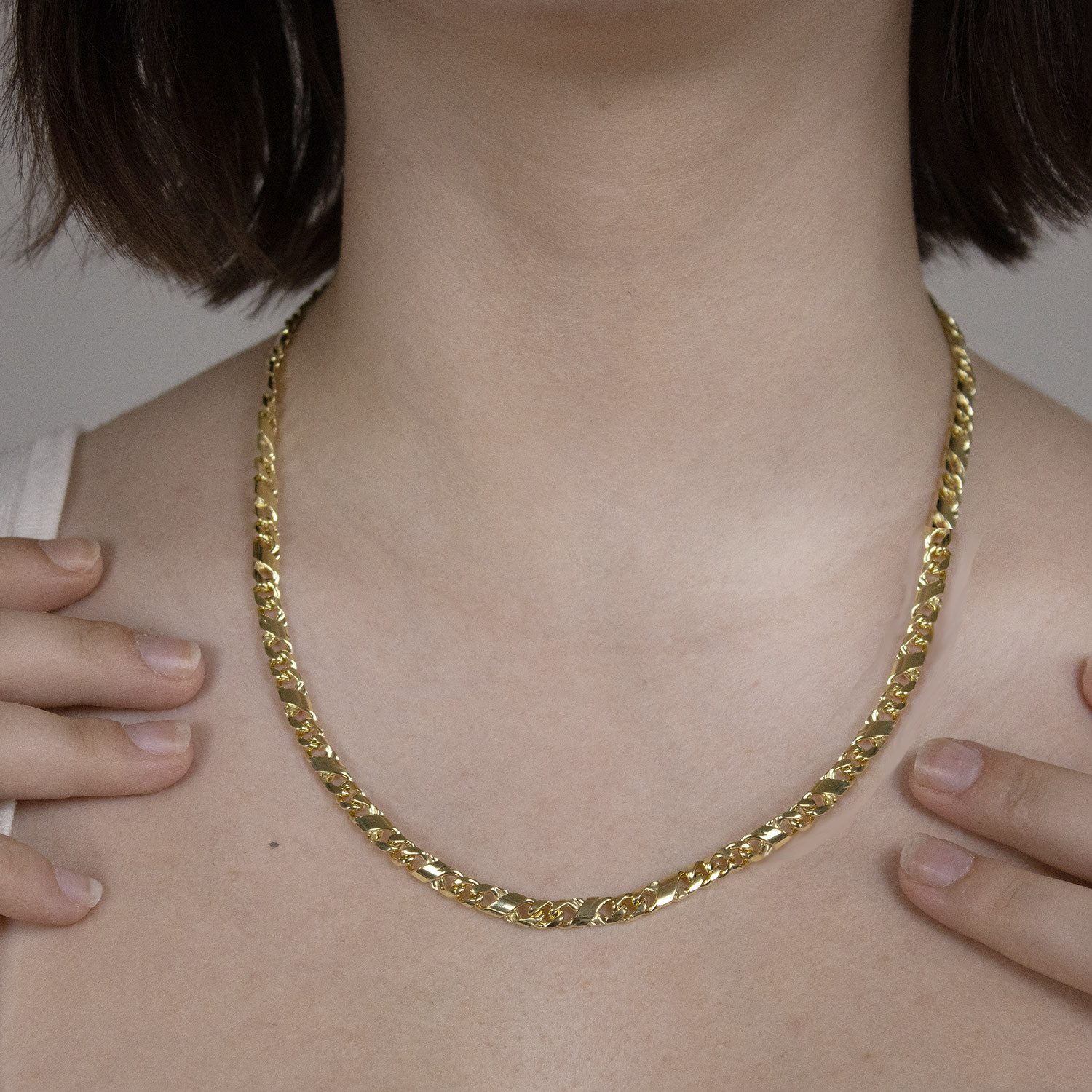 HOPLO Goldkette Goldkette Dollar Kette Halskette Breite 3,2 mm 60 cm 585-14 Karat Gold, Made in Germany