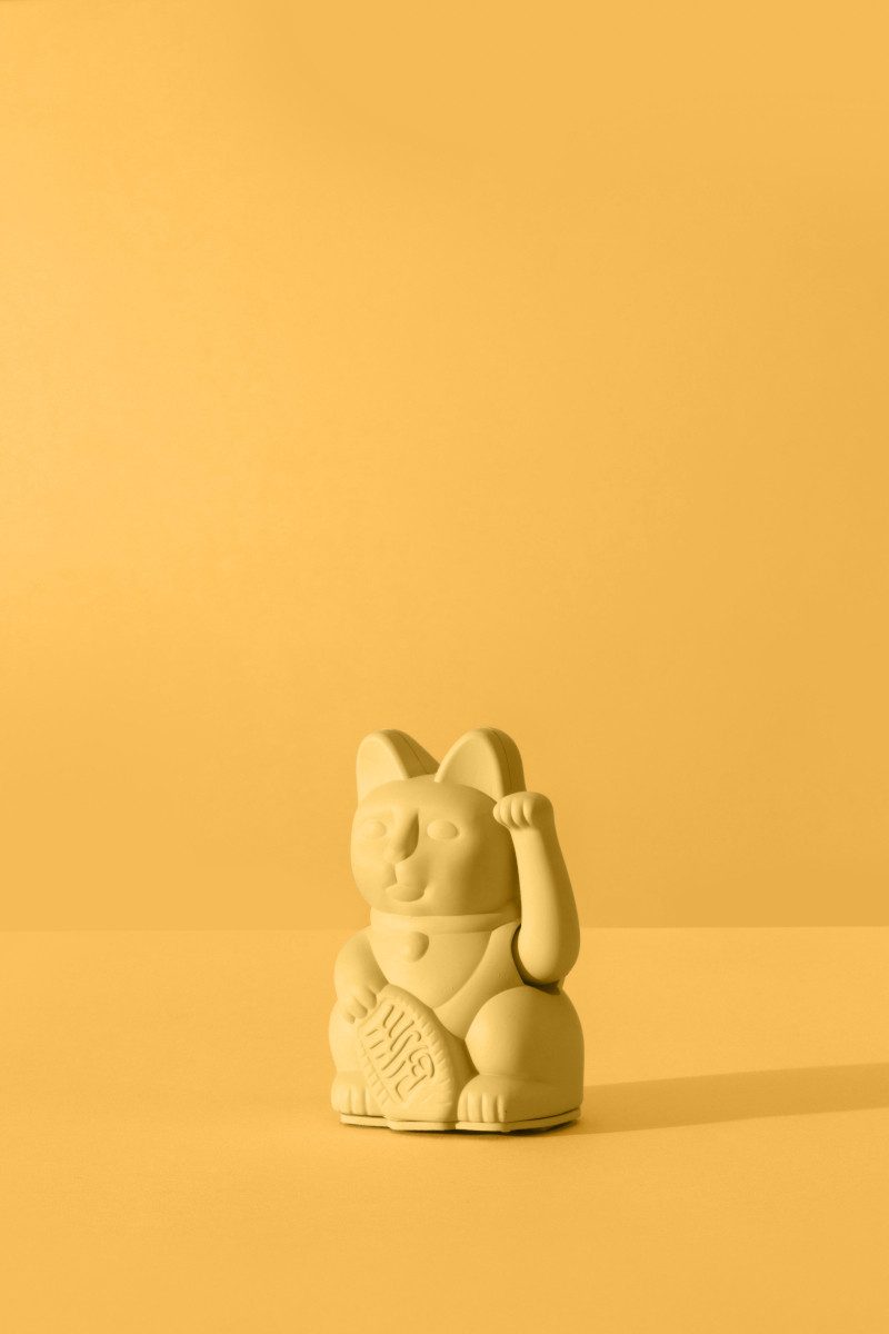 Donkey Products Dekofigur Lucky Cat Mini Winkekatze gelb 10cm