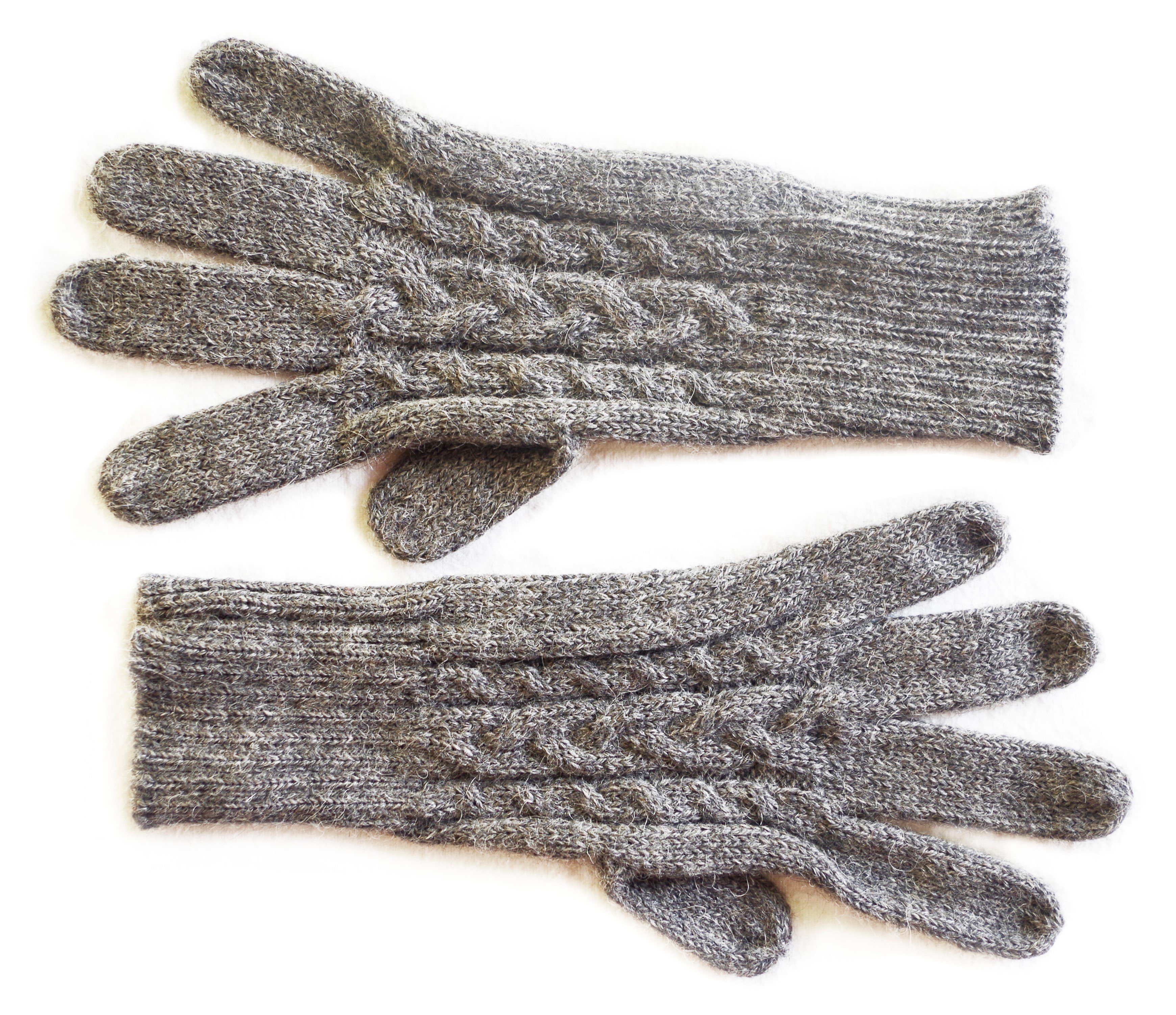 aus Posh Guantibrada Fingerhandschuhe Gear 100% Strickhandschuhe grau Alpakawolle Alpaka