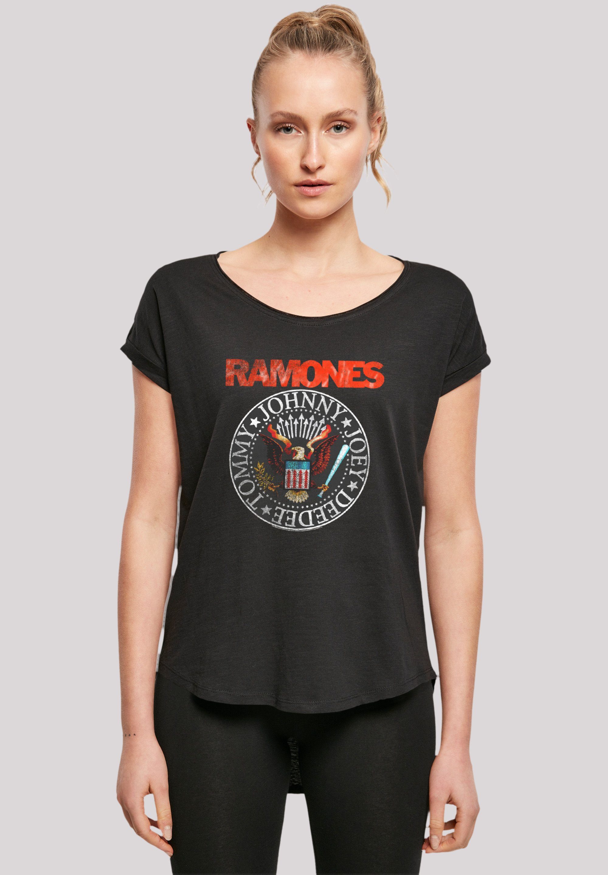 Damen lang geschnittenes Band, T-Shirt F4NT4STIC Rock Musik Hinten Qualität, Premium T-Shirt Ramones extra EAGLE Band Rock-Musik, VINTAGE SEAL