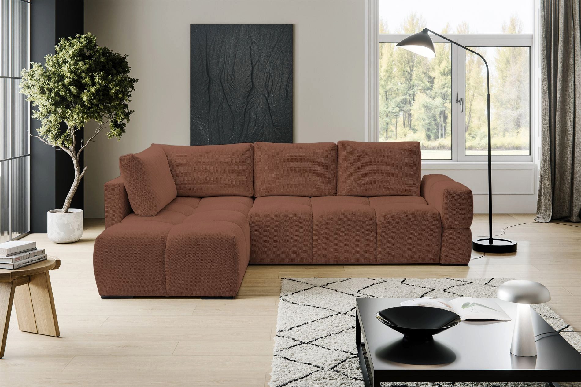 Selsey Ecksofa TAREMI, Schlafsofa mit Bettkasten, hydrophobem Chenille, beidseitig montierbar
