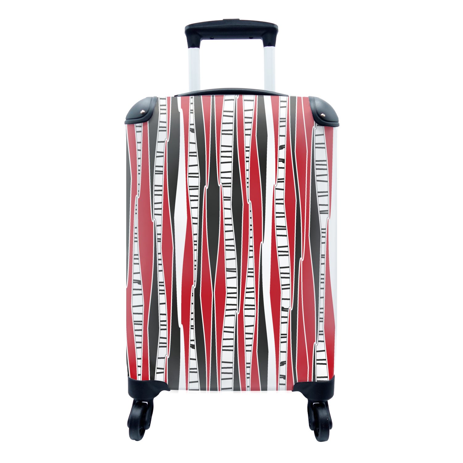 MuchoWow Handgepäckkoffer Rot - Muster - Baum, 4 Rollen, Reisetasche mit rollen, Handgepäck für Ferien, Trolley, Reisekoffer