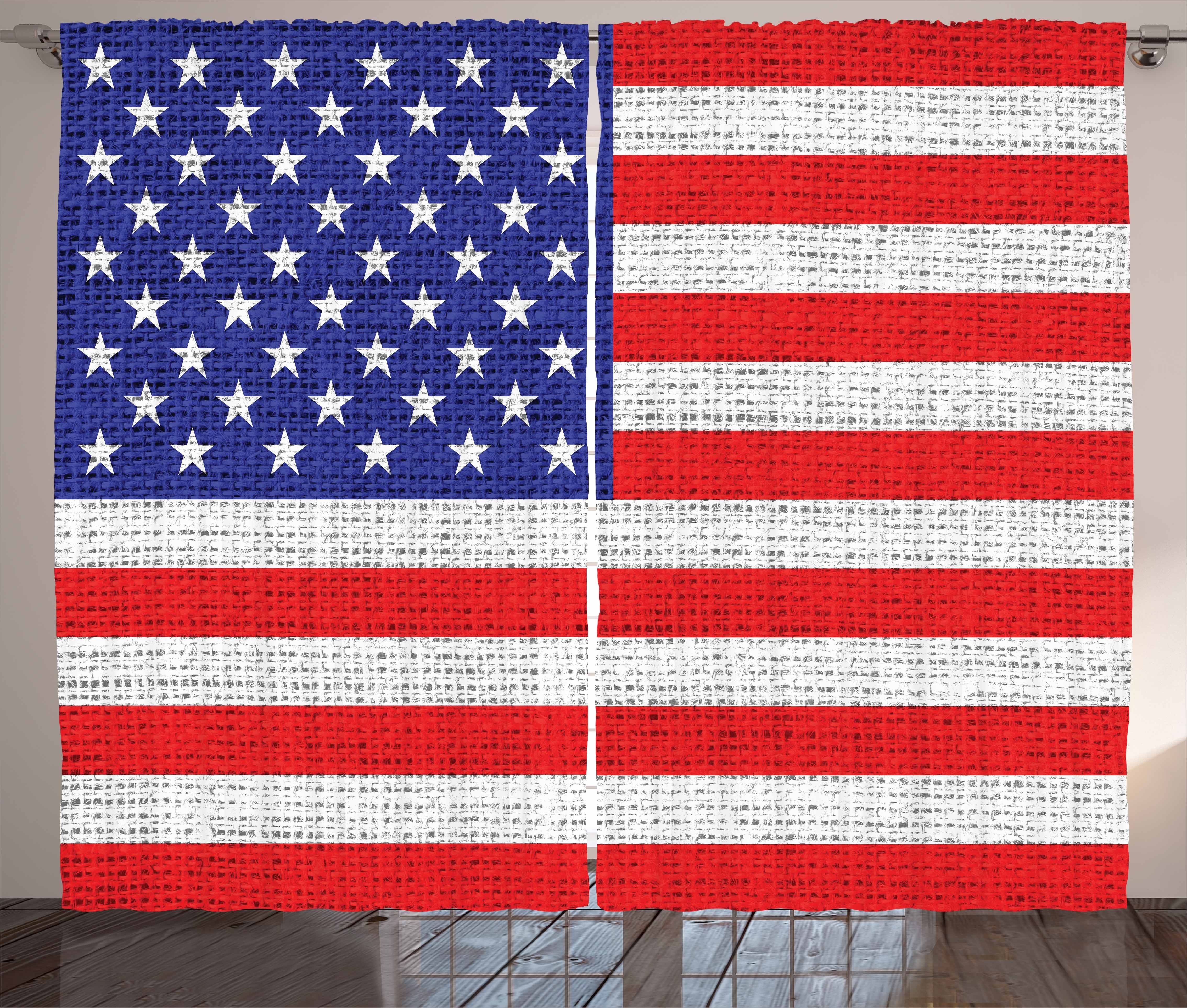 Gardine Schlafzimmer Kräuselband Vorhang mit Schlaufen und Haken, Abakuhaus, Jahrgang Amerikanische Freiheit Theme