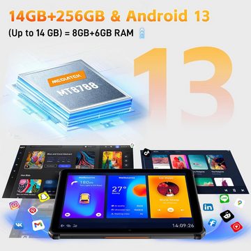 OUKITEL 14 GB RAM 10000mAh Akku IP68 Wasserdicht GPS/OTG Tablet (10,1", 256 GB, Android 13, Dual SIM/5G-WiFi, Leistungsstarkes Multifunktionsgerät für mobile Vielseitigkeit)