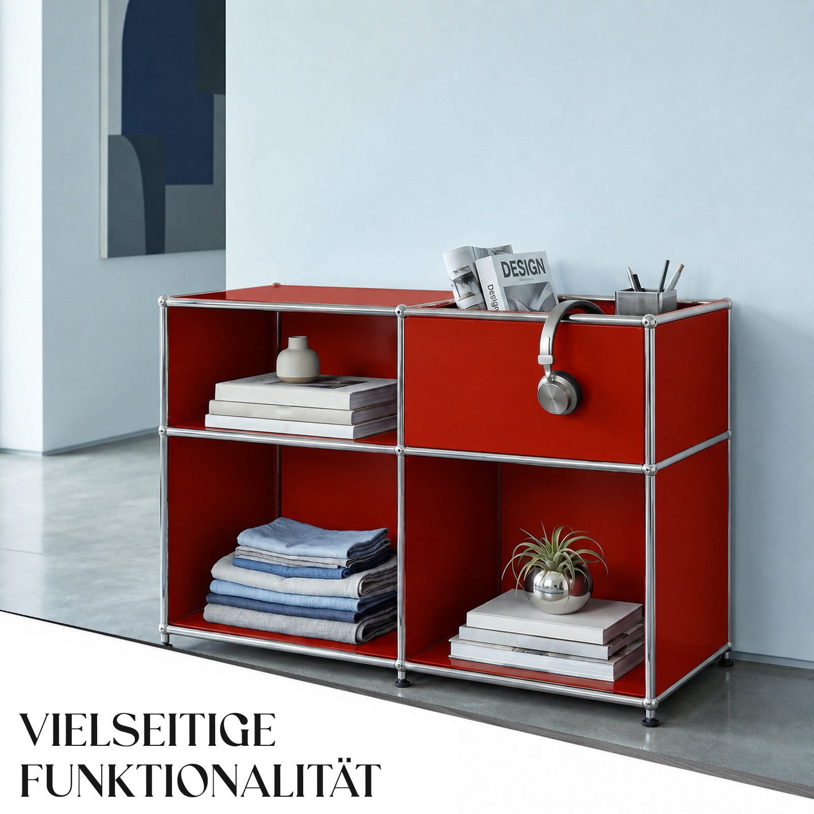 Floordirekt Sideboard Metall Concept Epure MK-030 Metallregal Stauraumfach, 3 Ablagen, B88×T40×H65 cm – Bild 5 von 5