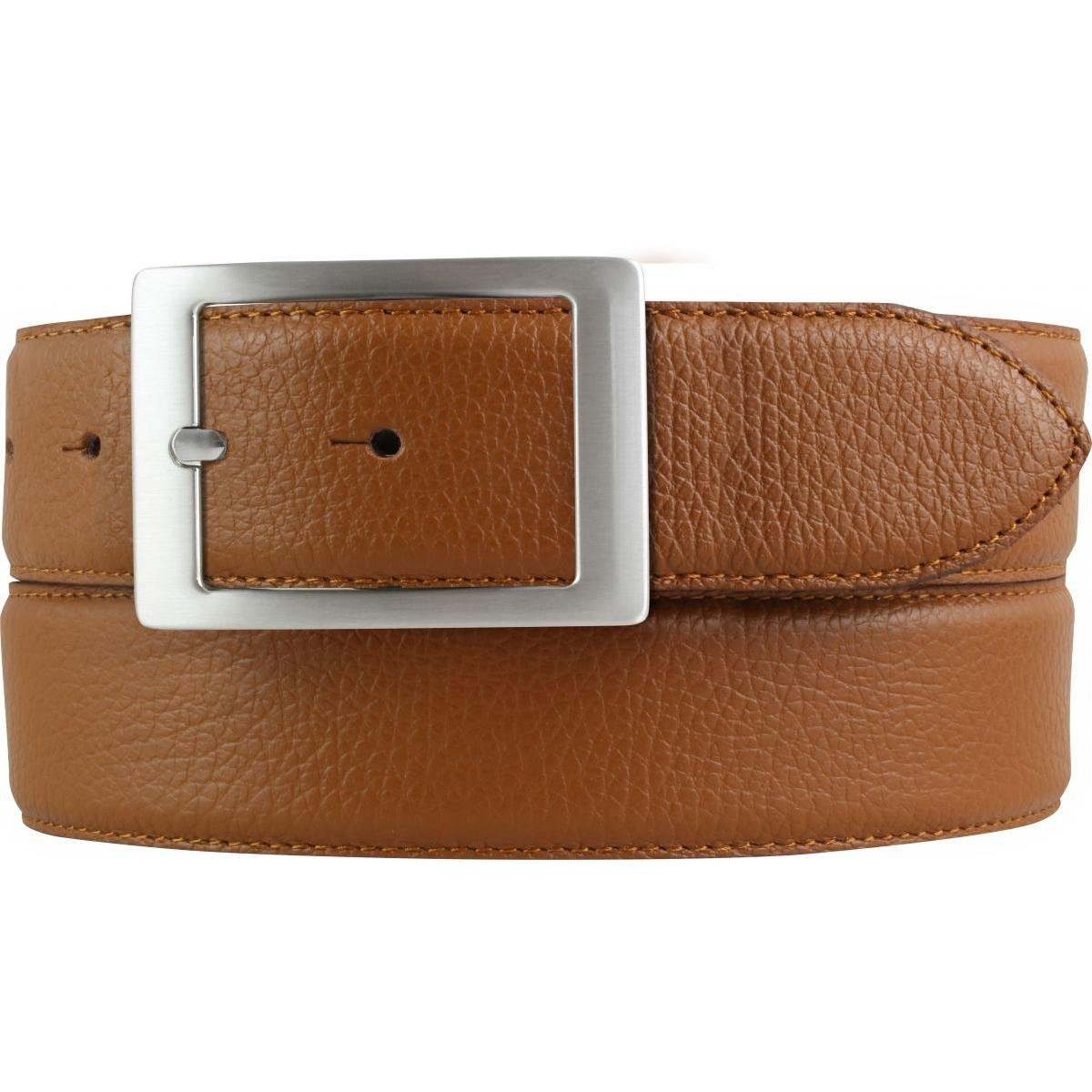 Ledergürtel Herren-Gürtel aus gemasertem Leder mit Steppnaht 4 cm - Hochwertiger L
