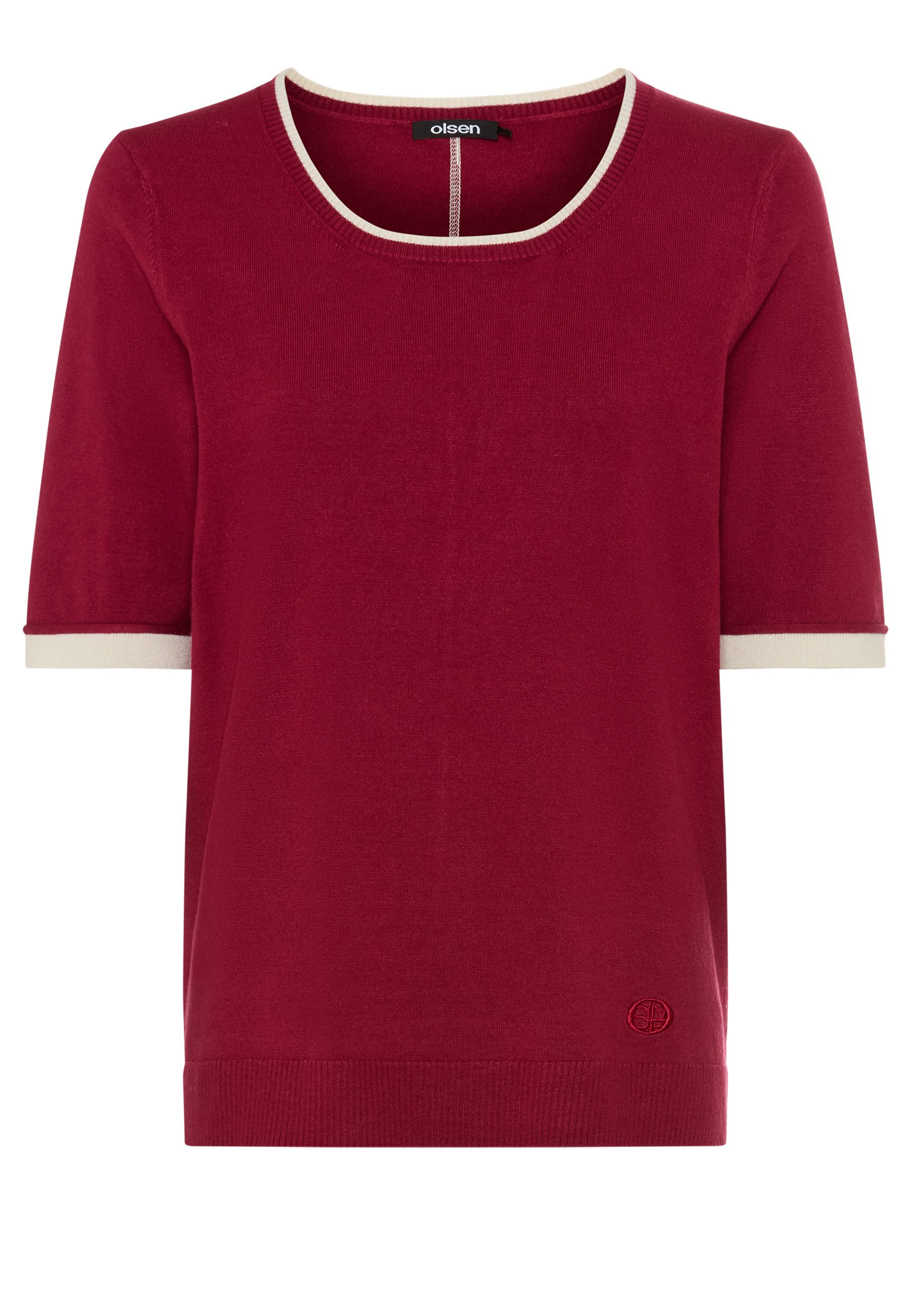 Olsen Strickpullover mit Rundhalsausschnitt und 1/3-Ärmeln