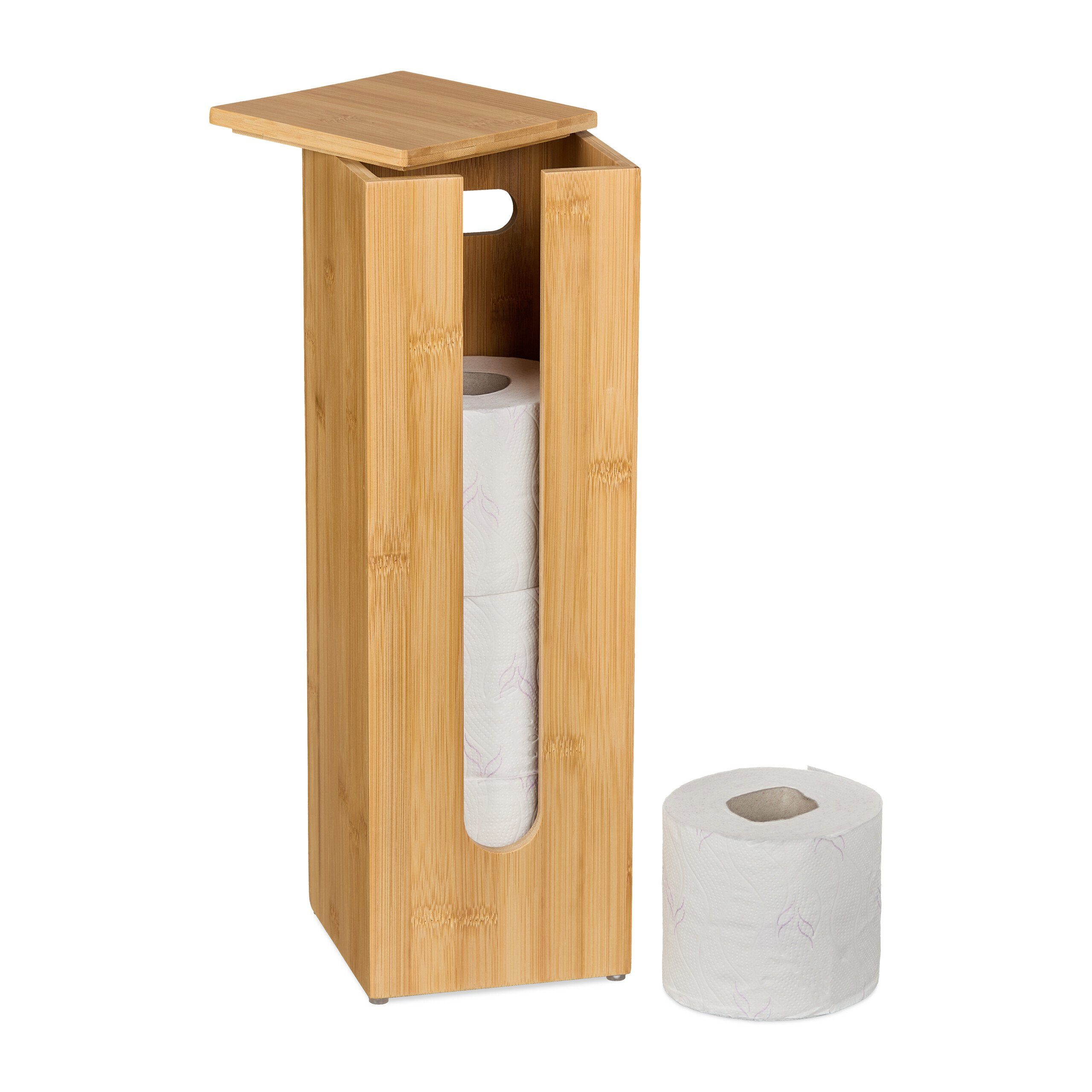 relaxdays Toiletten-Ersatzrollenhalter Toilettenpapier Aufbewahrung aus Bam günstig online kaufen
