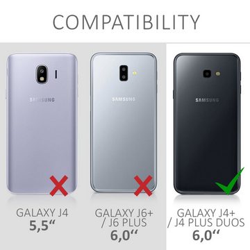 kalibri Handyhülle Hülle für Samsung Galaxy J4+ / J4 Plus DUOS, Leder Handyhülle Handy Case Cover - Schutzhülle Lederhülle