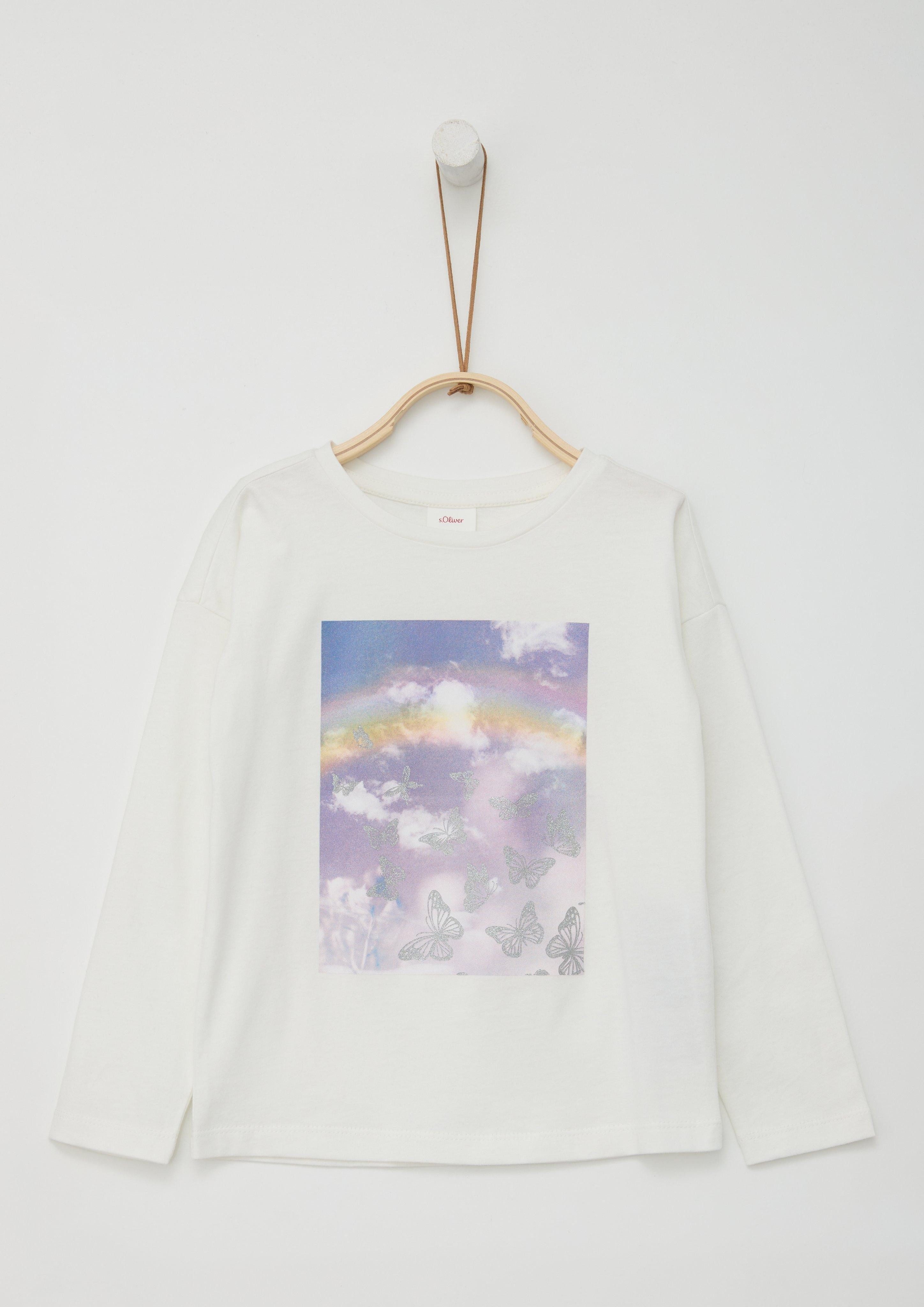 Langarmshirt Langarmshirt mit glitzerndem Frontprint