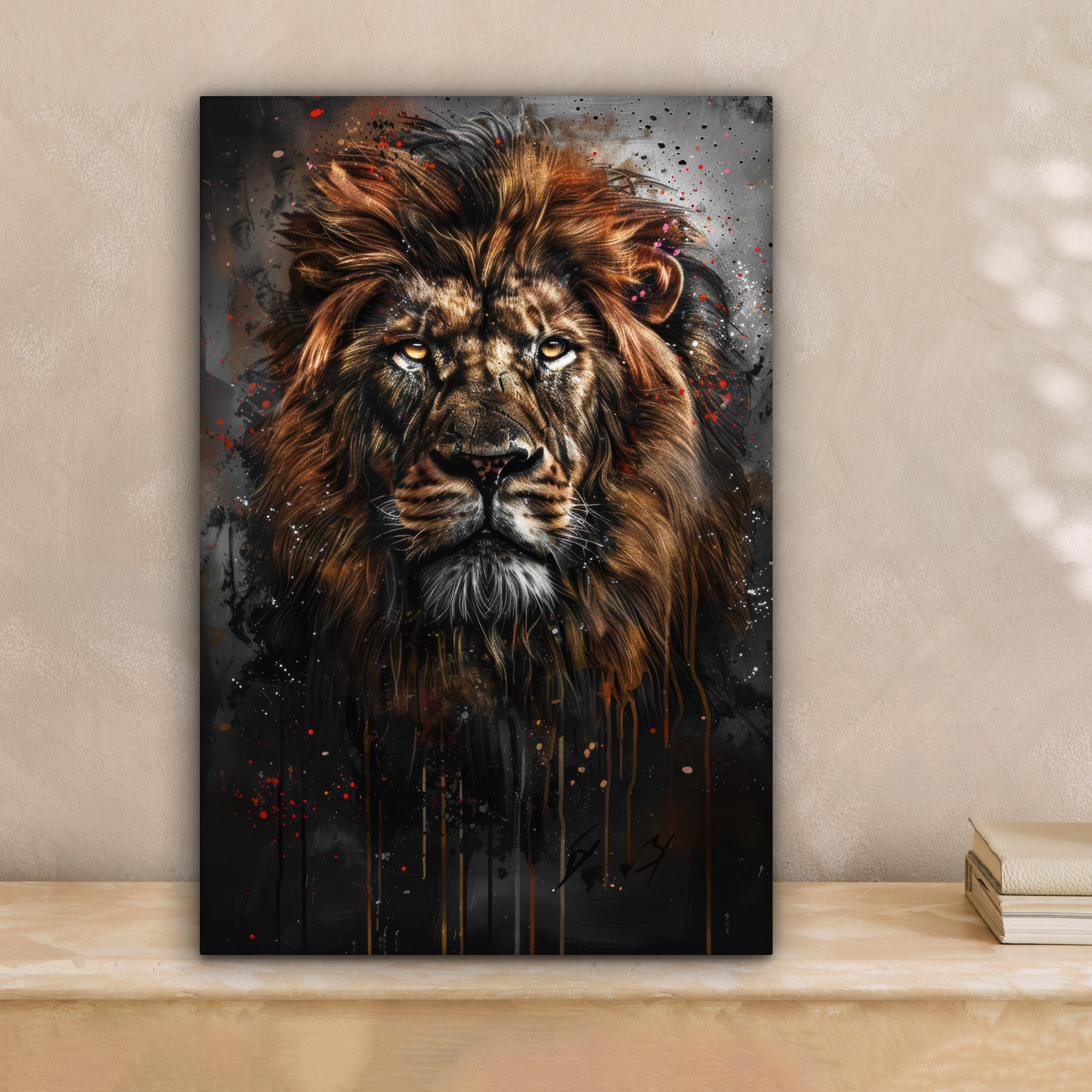 OneMillionCanvasses® Leinwandbild Löwe - Tiere - Porträt - Schwarz - Luxus, günstig online kaufen