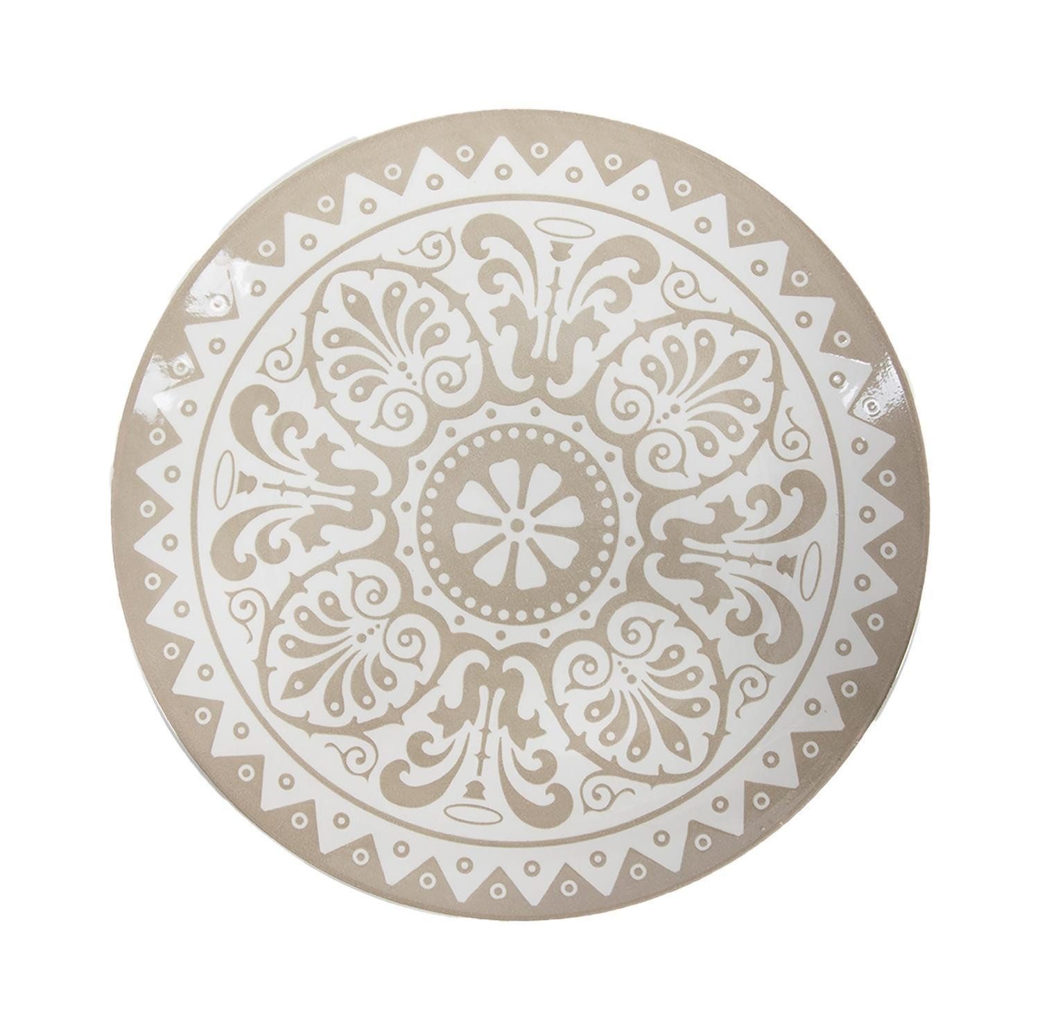HIT Trading Speiseteller MONY, Ø 26,5 cm, Sandfarben, Porzellan, (1 St), Mandalamotiv, Spülmaschinengeeignet