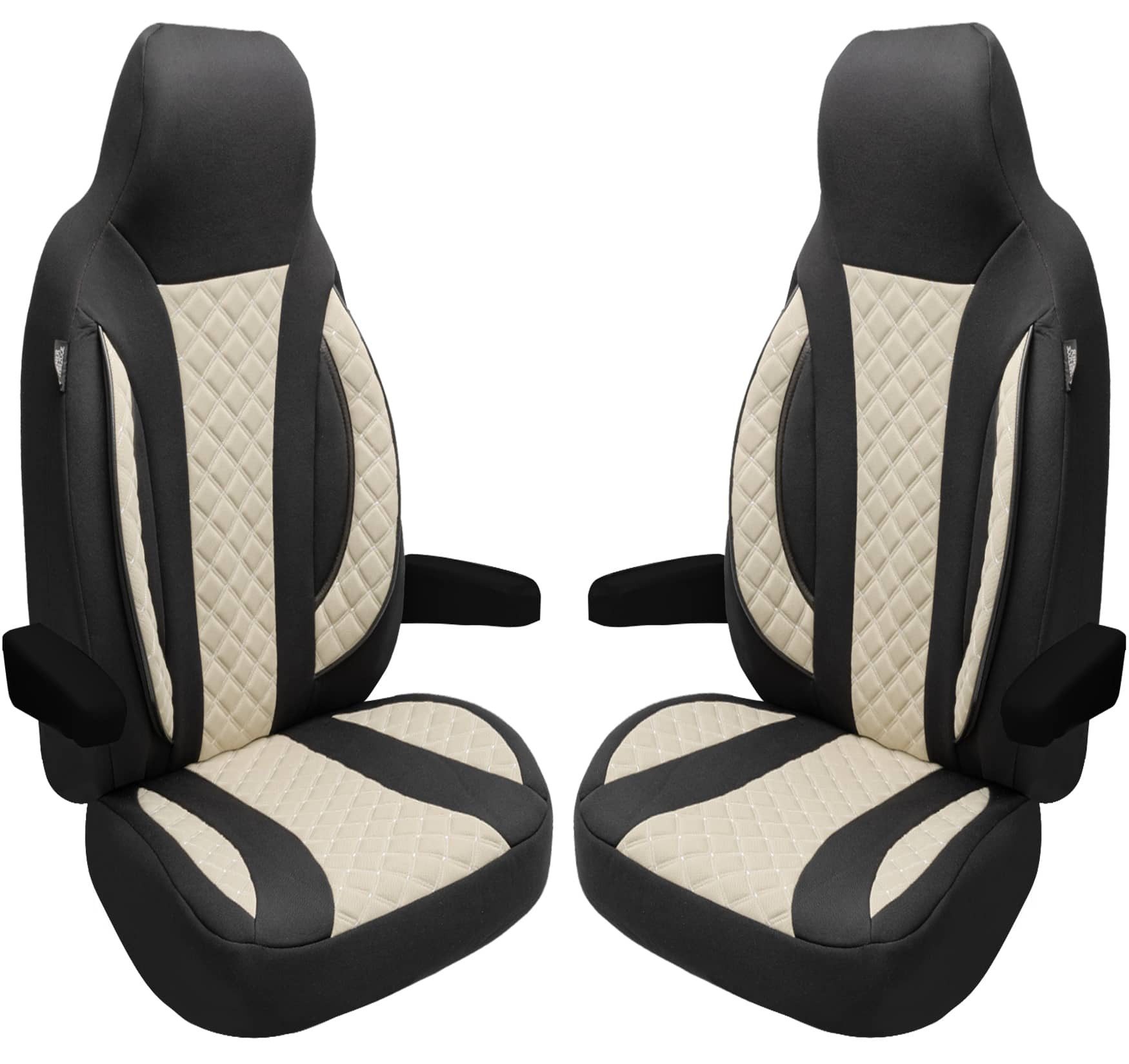 BREMER SITZBEZÜGE Autositzbezug Schonbezüge für Wohnmobil 2er Set in Schwarz/Beige WPL410