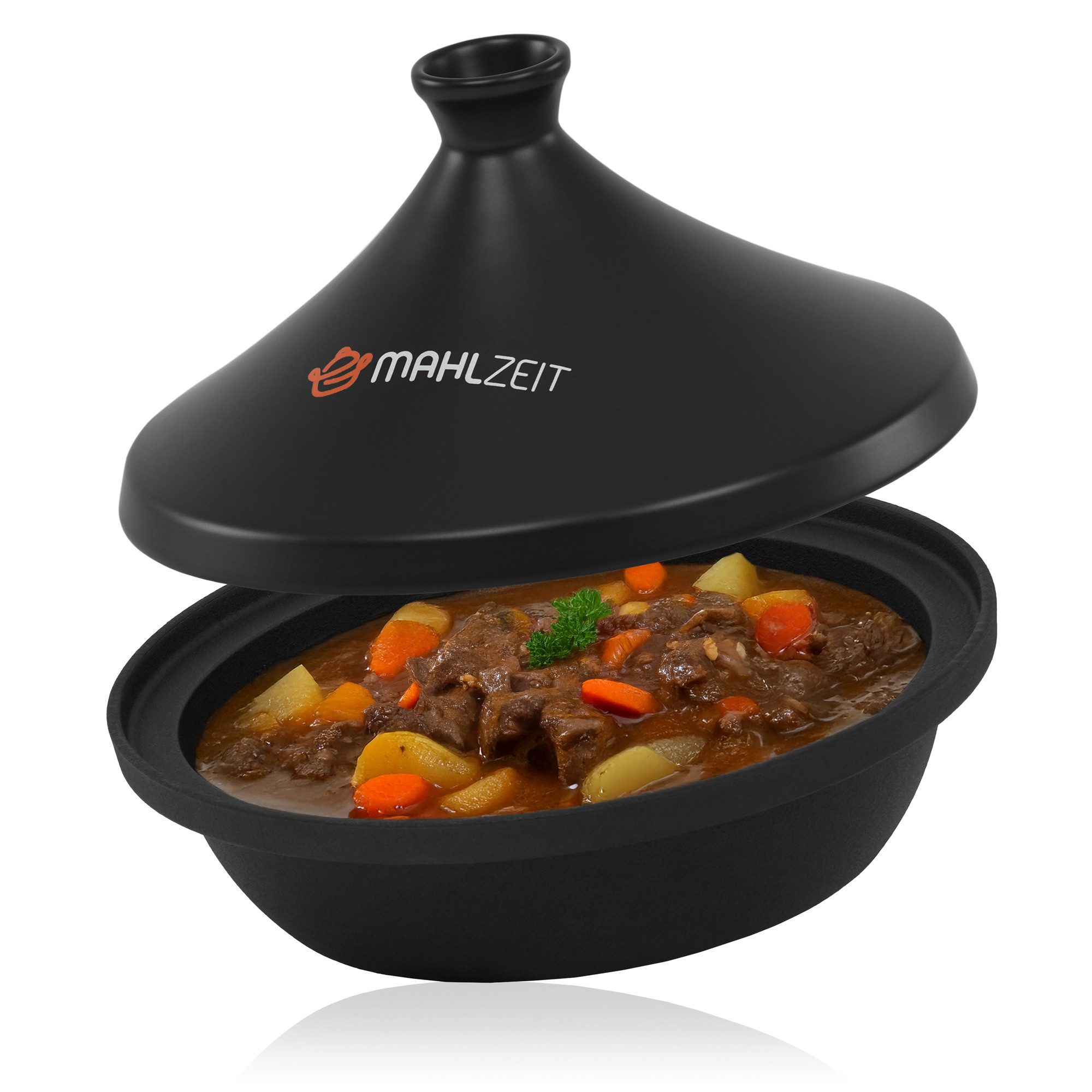 Mahlzeit Dampfgartopf gusseiserne Tagine, Ø 25 cm, Tajine Topf mit Deckel für Induktion, Gusseisen