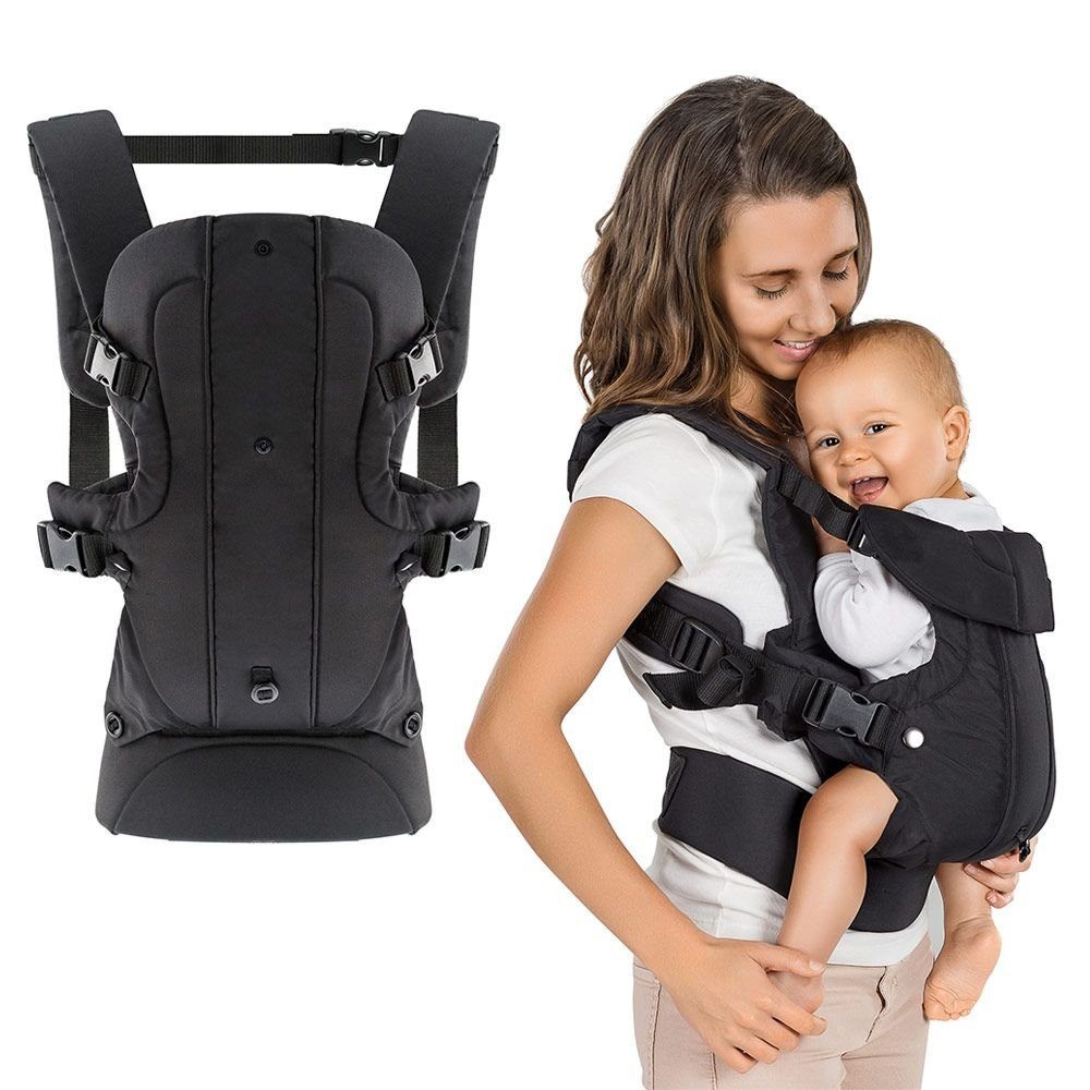 Fillikid Babytrage Fillikid Babytrage Walk 4in1 - Schwarz, Kindertrage Bauchtrage Rückentrage für Babys & Kleinkinder (3,5-15 kg)