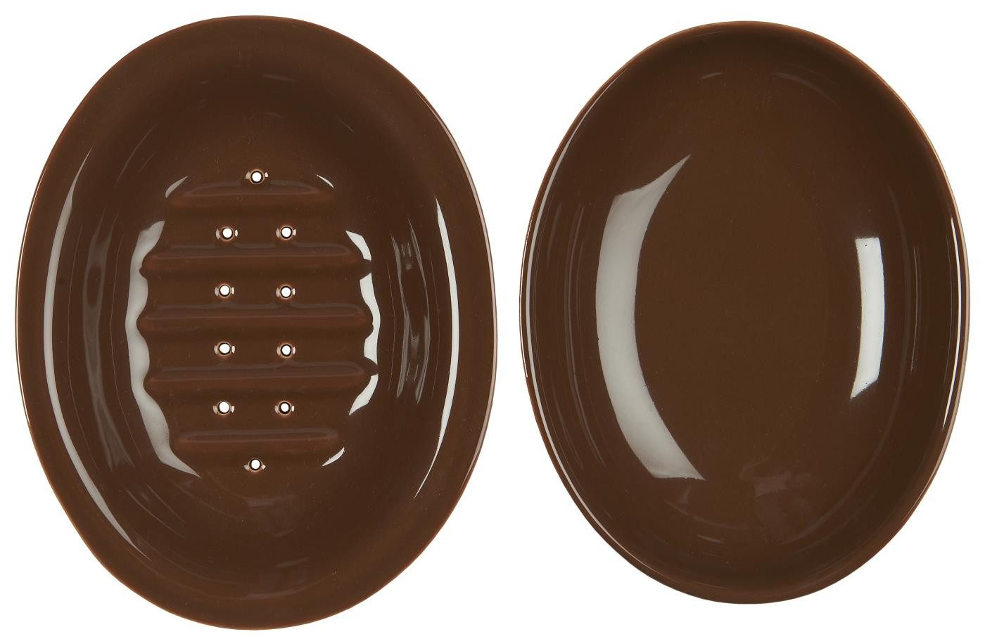 Ib Laursen Seifenschale Seifenschale aus Steingut zweiteilig herausnehmbarer Einsatz 15x12cm, 2-teilig, Farbe: Braun oder Hellgrün- Material: Keramik
