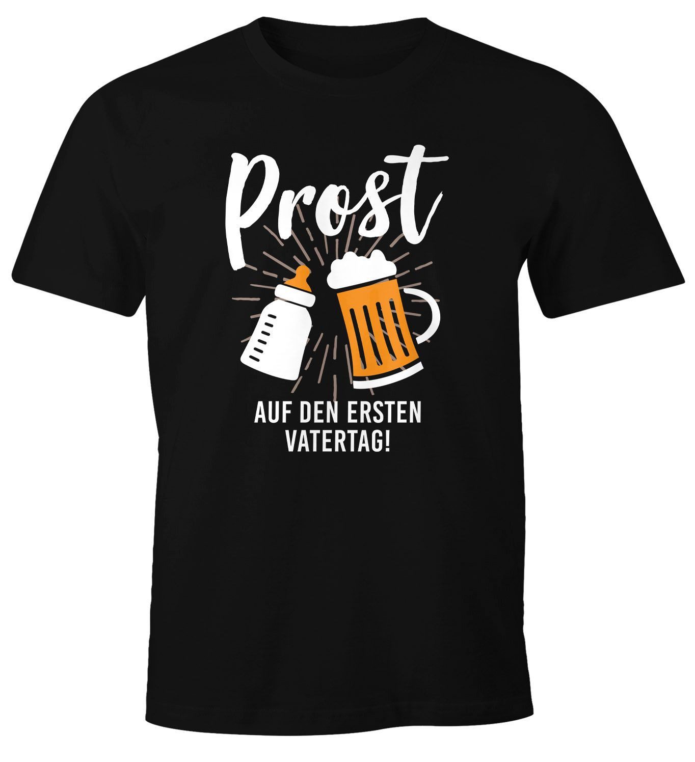 Print-Shirt Herren T-Shirt Geschenk Prost zum ersten Vatertag Papa Spruch lustig