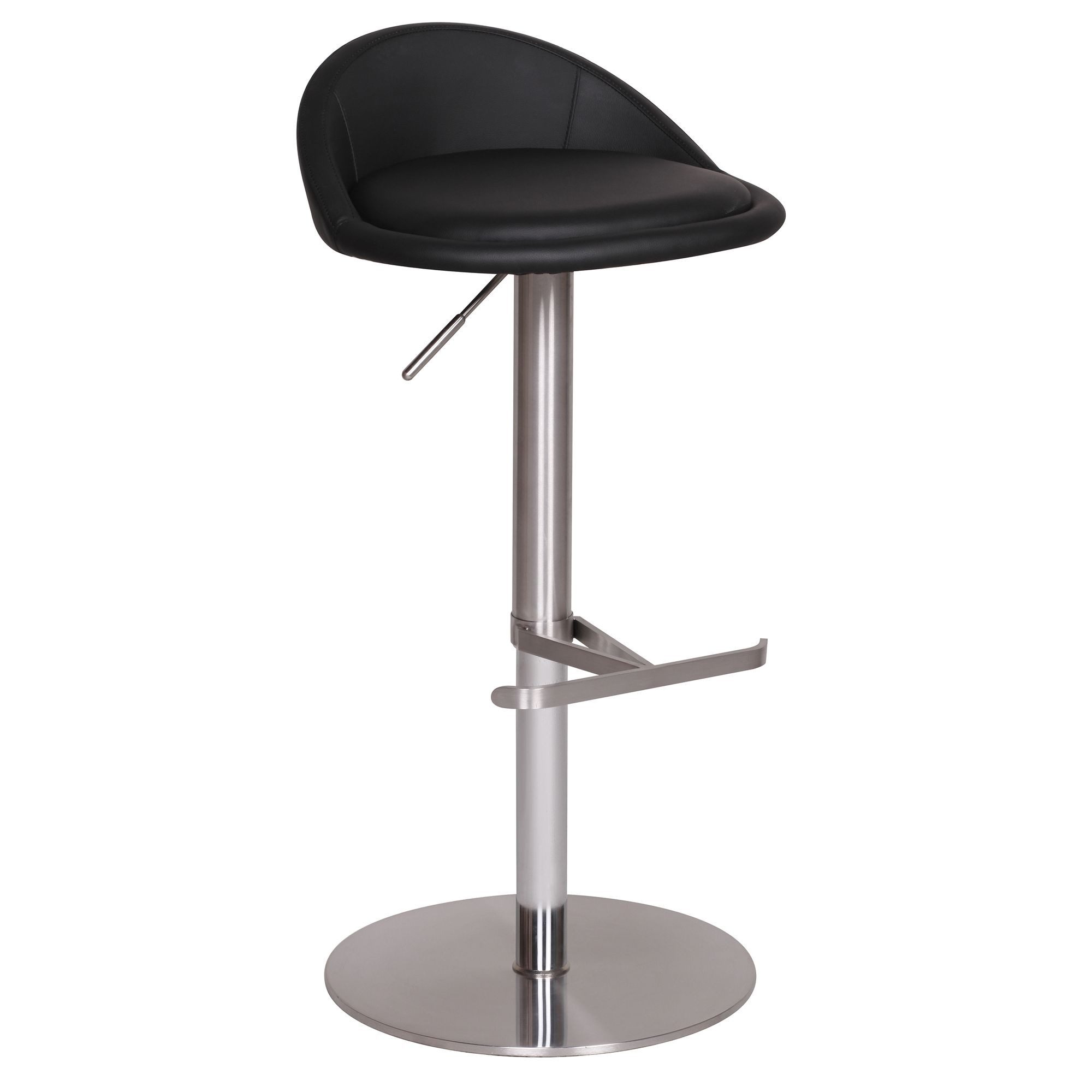Wohnling Barhocker WL1.281 Schwarz Barstuhl Tresenstuhl Design Bistrohocker Modern (Schwarz 54 - 79 cm Edelstahl Barstuhl Gepolstert), Design Tresenstuhl Modern, Tresenhocker Kunstleder