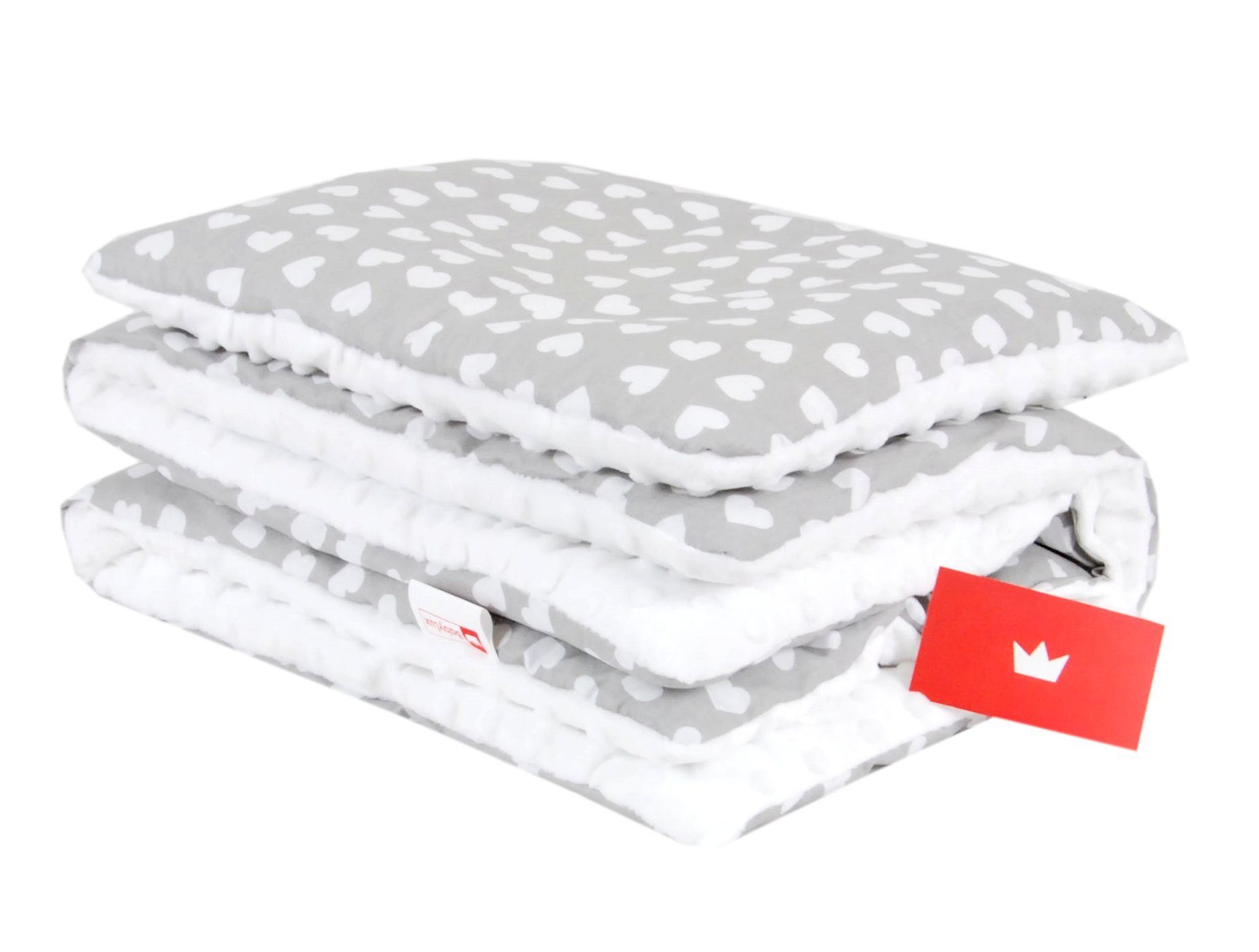 Kinderdecke BABYLUX Babydecke MINKY 2Set Kuscheldecke Decke 75 x 60cm Kinderwagen, BabyLux, MP95 - Weiß + Herz