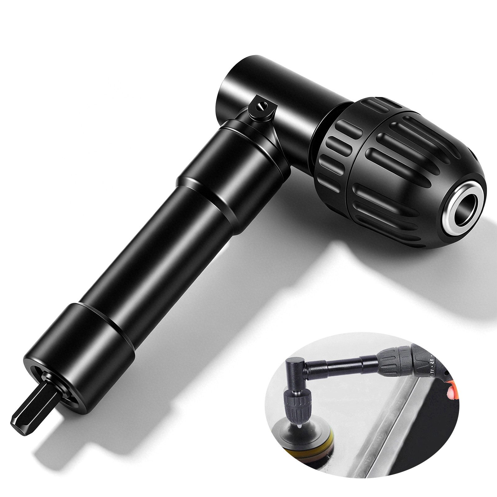 BlingBin Bohrfutter Winkelbohraufsatz, Klemmbereich 0.8–10 mm, 90° Bohrfutter, Spannweite bis 10 mm, (Winkelbohradapter, 1-tlg., 1tlg), 90° Rechter Winkel Bohren Adapter, 90-Grad-Bohrer Verlängerung