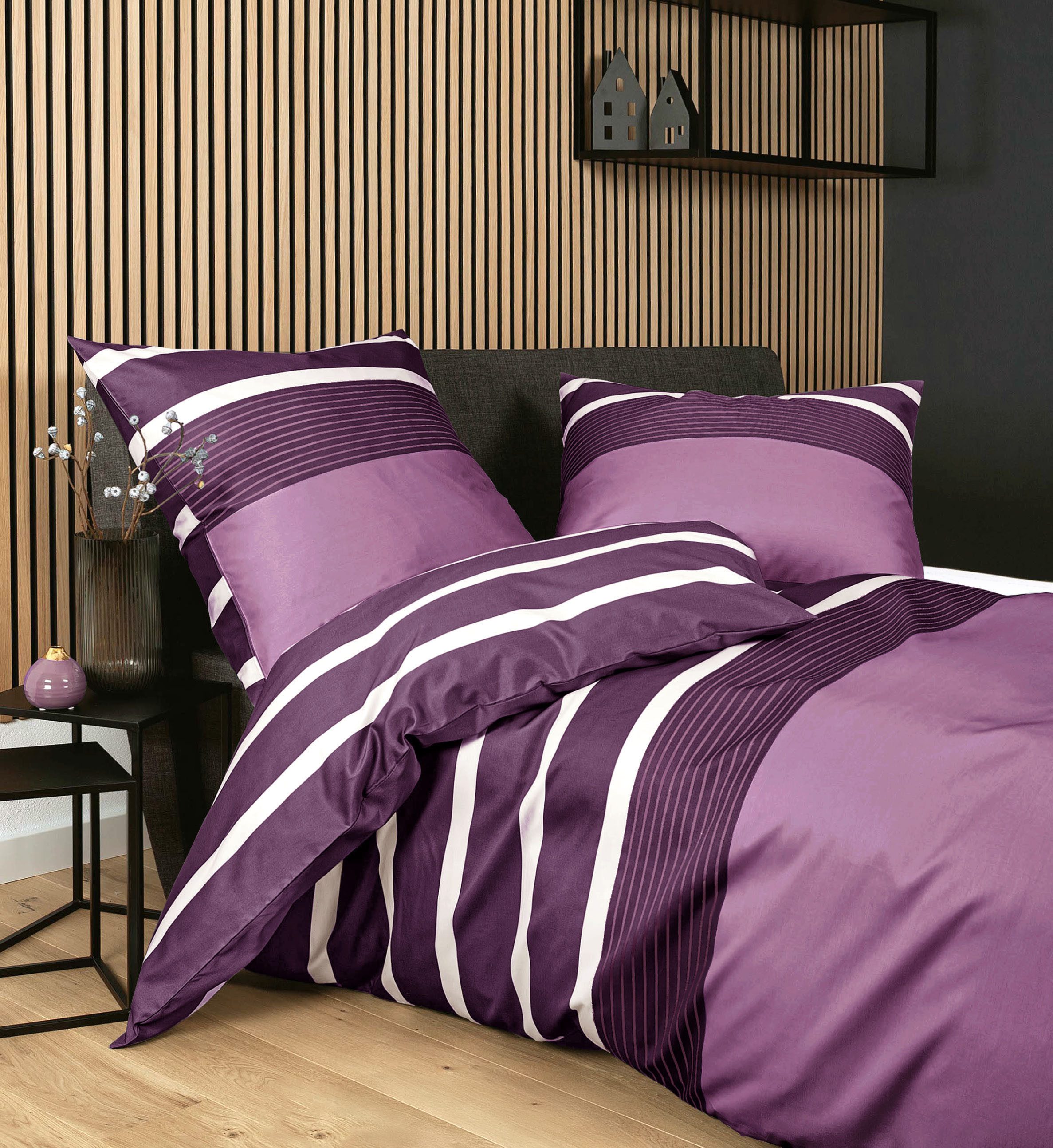 Janine Bettwäsche J. D., Mako-Satin, 2 teilig, Bettwäsche im Streifen-Design in verschiedenen Qualitäten