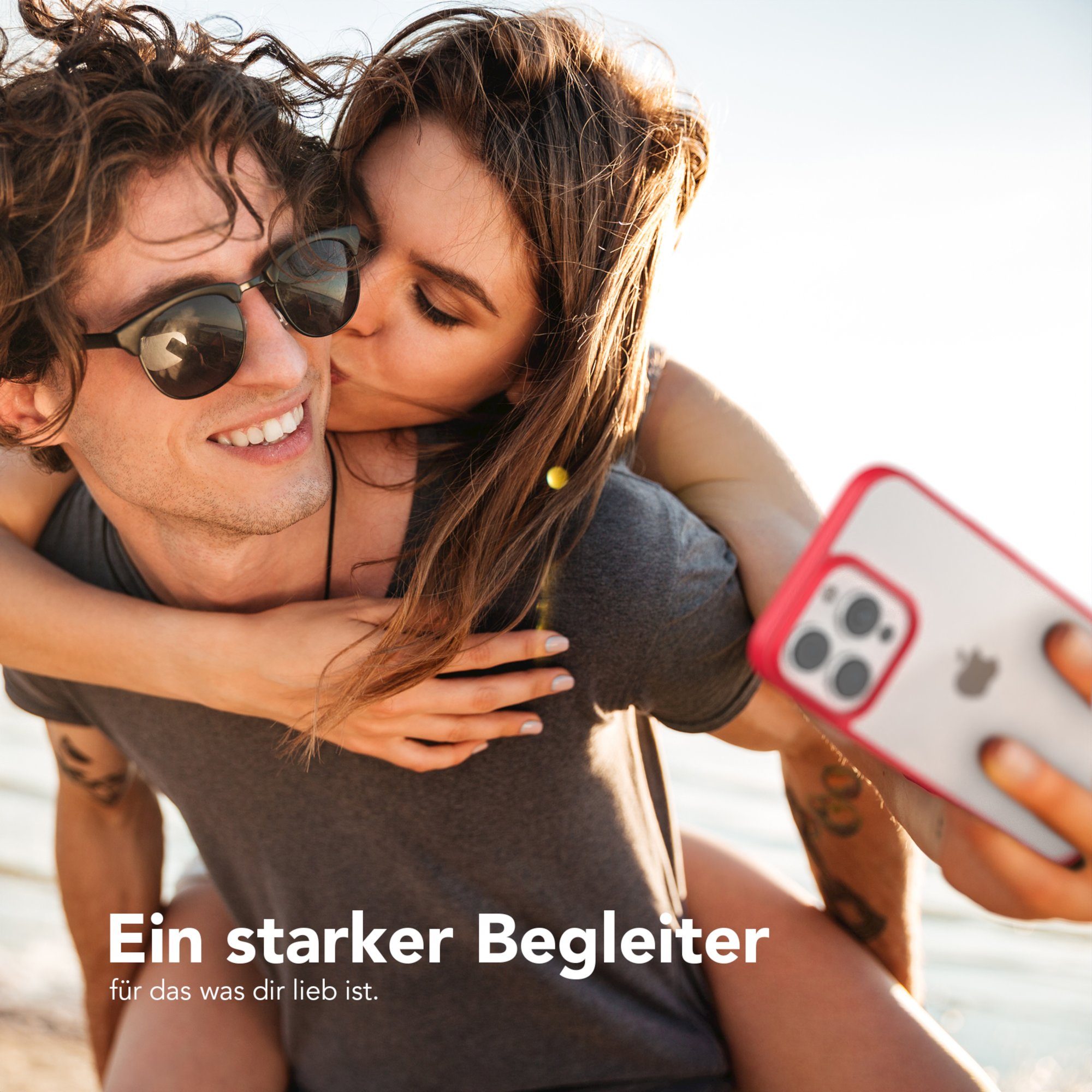 EAZY CASE Handyhülle Bumper Case für Apple iPhone 13 Pro 6,1 Zoll, Hülle Transparent Backcover kratzfest Slim Cover Durchsichtig Rot