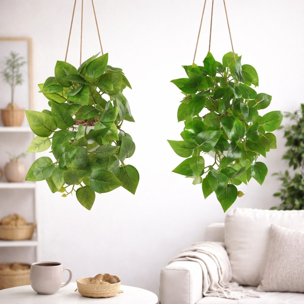 Kunstpflanze Künstliche Hängepflanzen im bruchfesten Topf, Hängepflanze künstlich Efeu, Monstera, Philodendron, Calathea, Pfeilblatt, Mosaik- & Zebrapflanze, PASCH, Bruchfester weißer Kunststofftopf