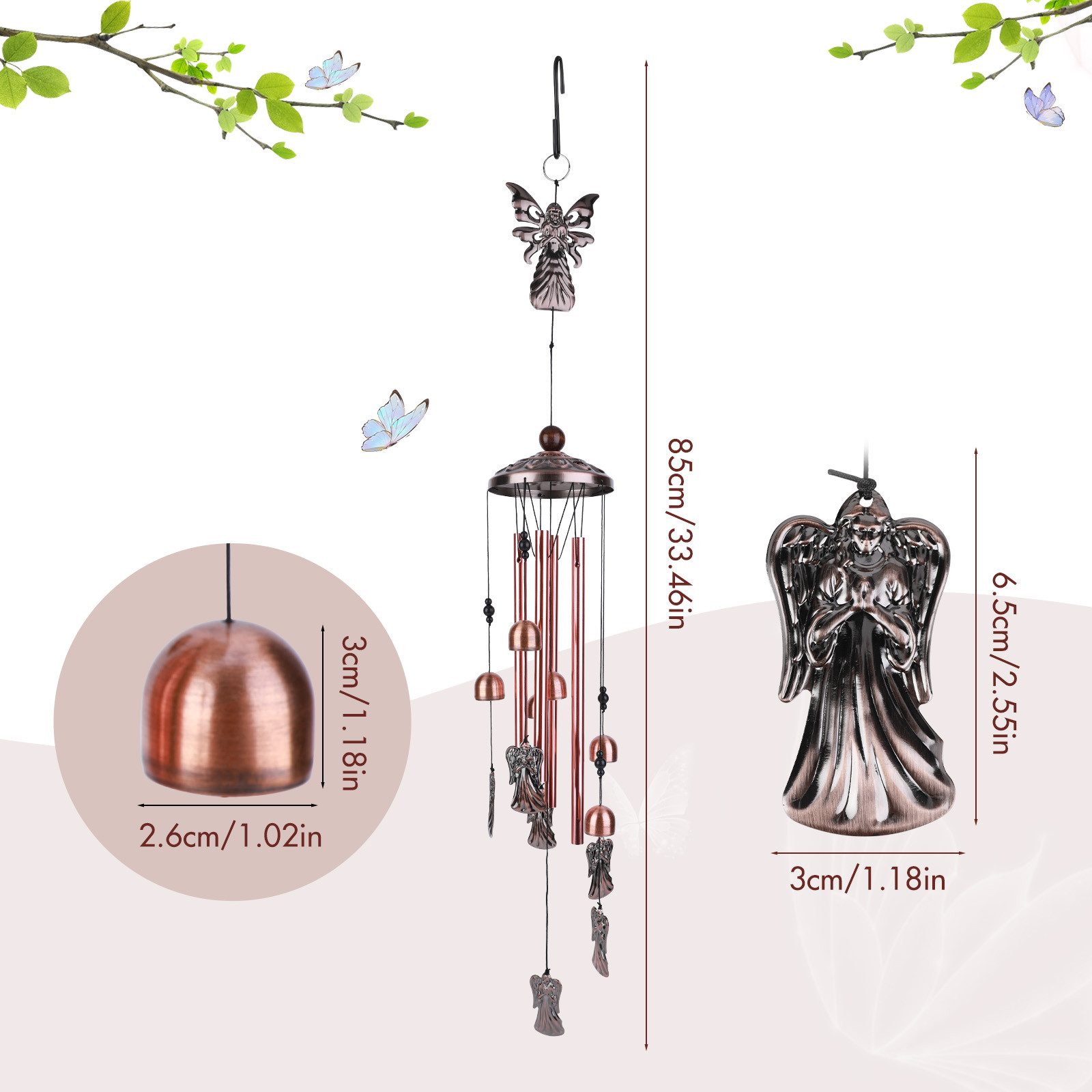 BlingBin Windspiel Engel-Windspiel für draußen, Religiöse Windspiele Gartendekoration (1er Set, 1 St., Windspiel), Engel Dekoration Windspiel, Geschenke für Väter Mütter Familie Freunde