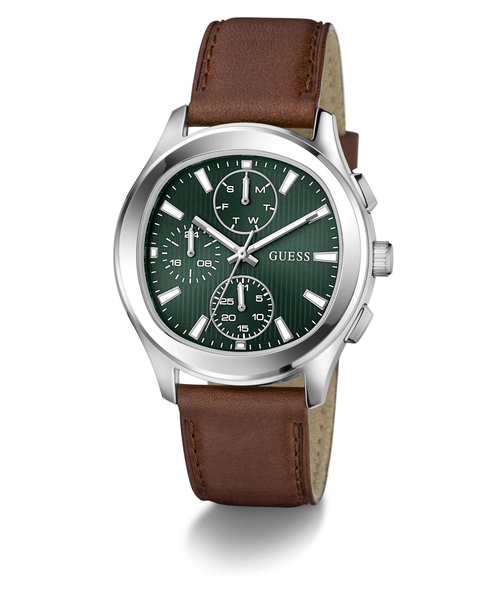 Guess Multifunktionsuhr PALMER GW1049G1, Quarzuhr, Armbanduhr, Herrenuhr, Lederarmband, analog, Wochentag, Tag