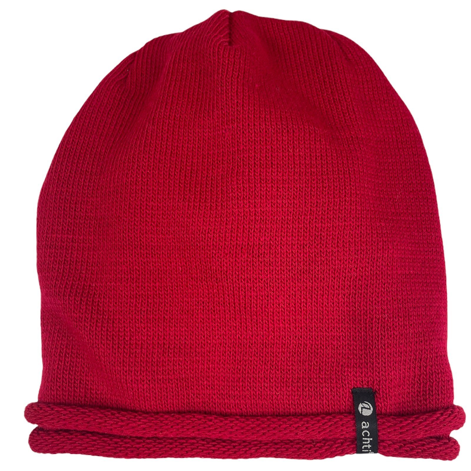 Taschen4life Beanie Damen ohne Bommel, Longbeanie, Rund-strick AZ1378PC lange rot Mütze gefüttert, leicht uni Passform