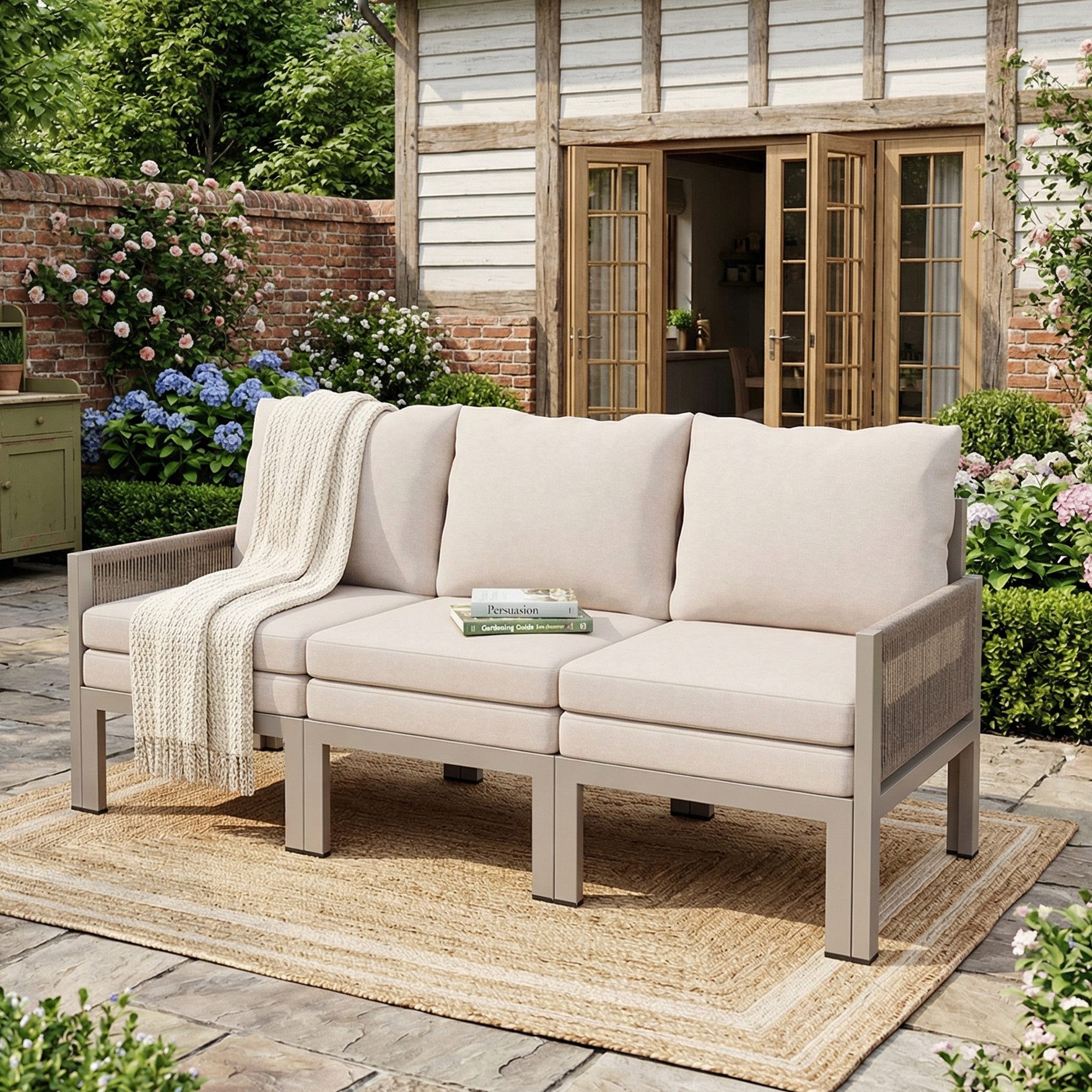 i@home Gartensofa Outdoorsofa, 3-Sitzer-Sofa, Multifunktionales Sofa, lässt sich in einen Liegesessel verwandeln