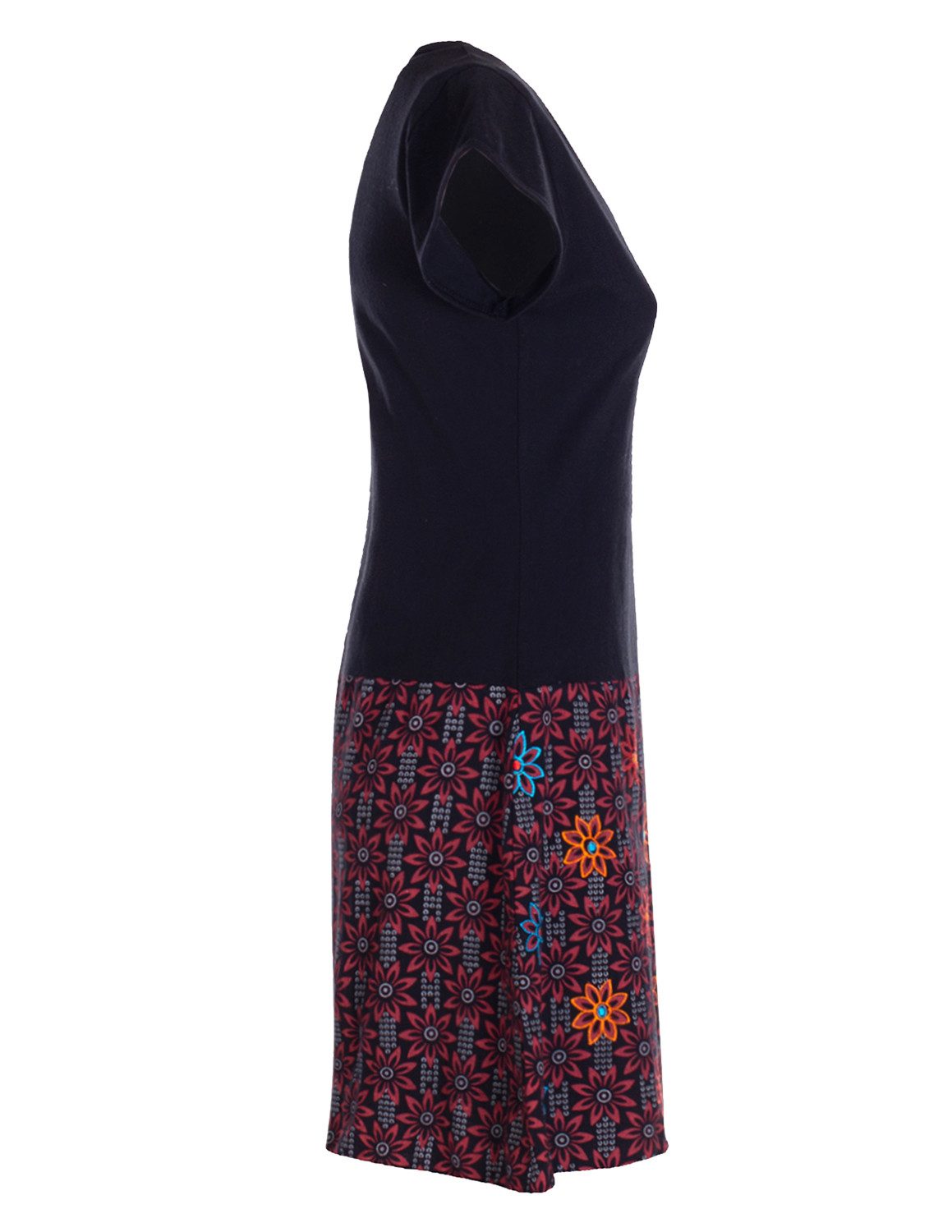 Vishes Tunikakleid Damen Sommerkleid Kurzarm Blumen-Kleid Tunika-Kleid T-Shirtkleid Boho, Goa, Guru Style