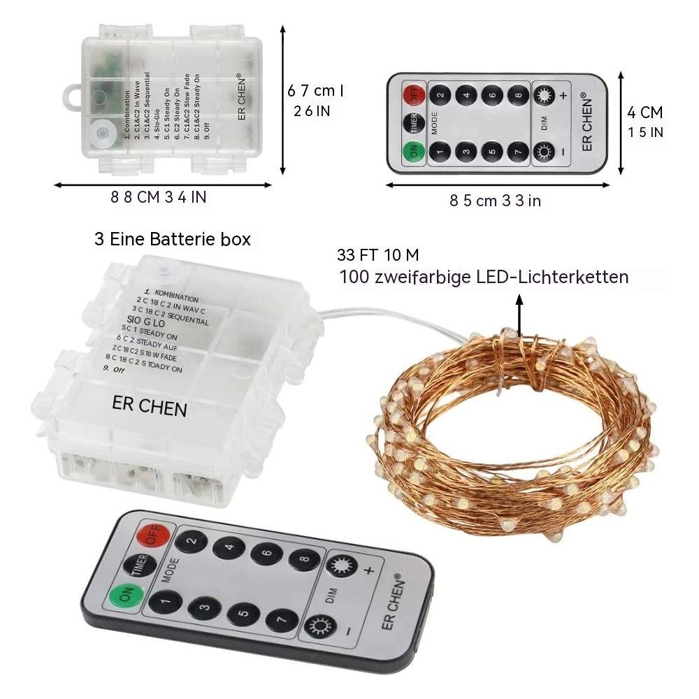 Batteriebetriebene GelldG Kupfer Draht, dimmbare Lichterkette, Lichterketten LED-Lichterkette