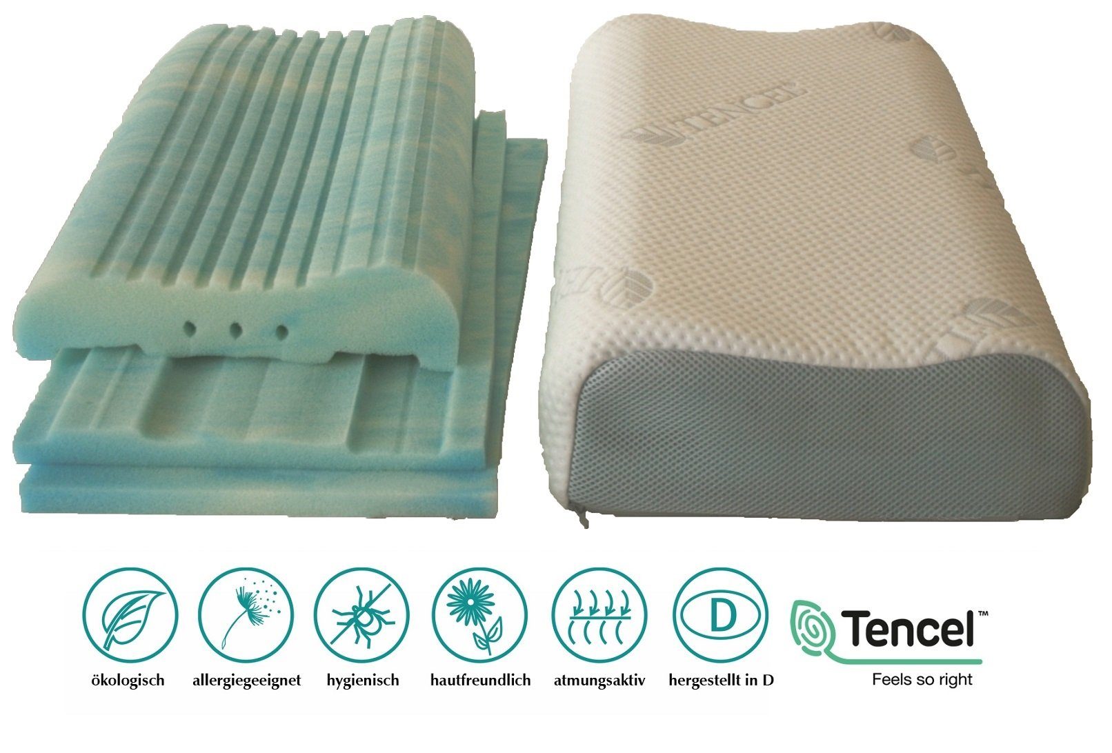 Betten Traumland Nackenstützkissen Visco Gelschaum Nackenkissen vario vital Ortho Dreams one fits all, einstellbare Nackenkissen für die richtige Positionierung