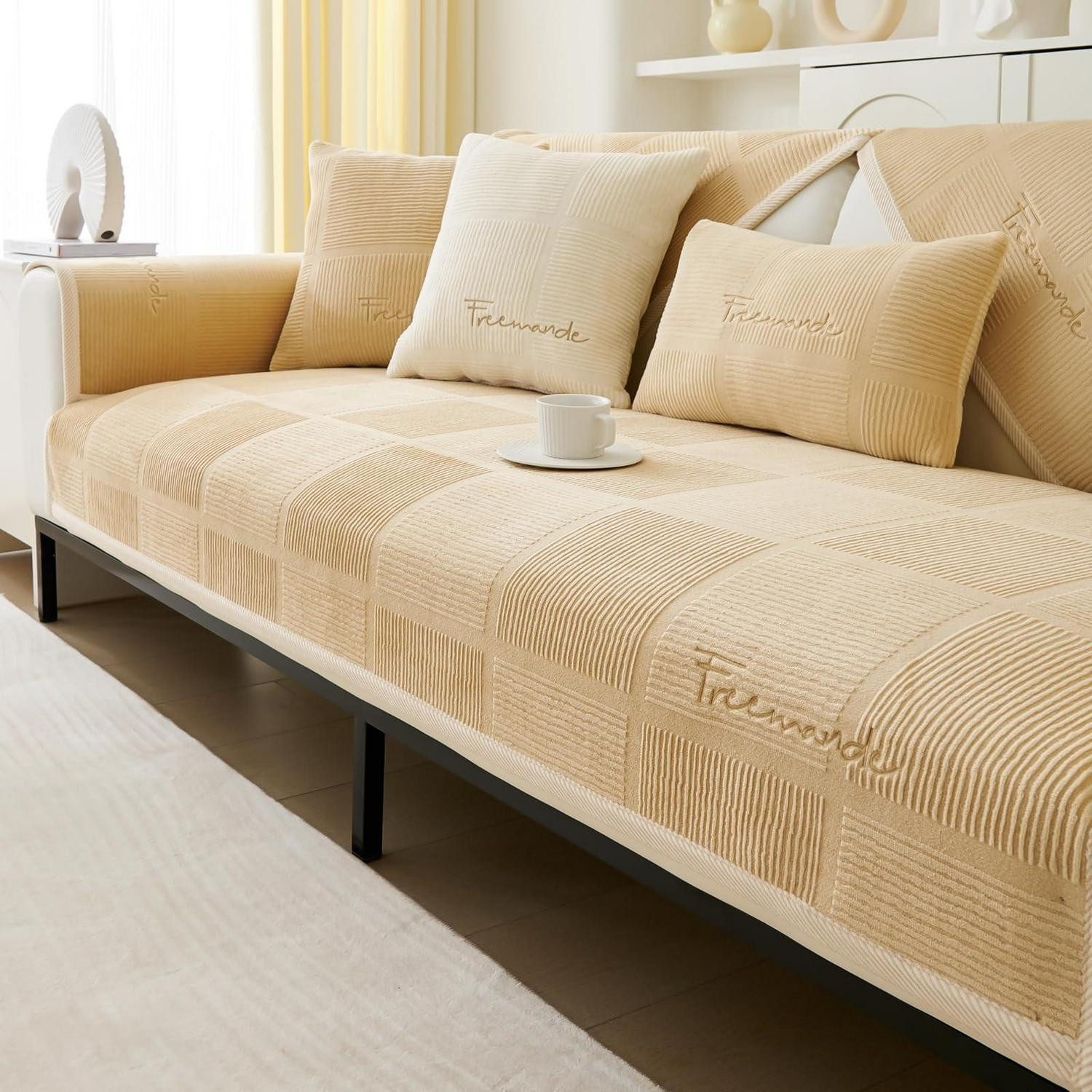 Überwurf Sofa Überzug Samt Kaffeefarbe 70x150cm, LuxusKollektion