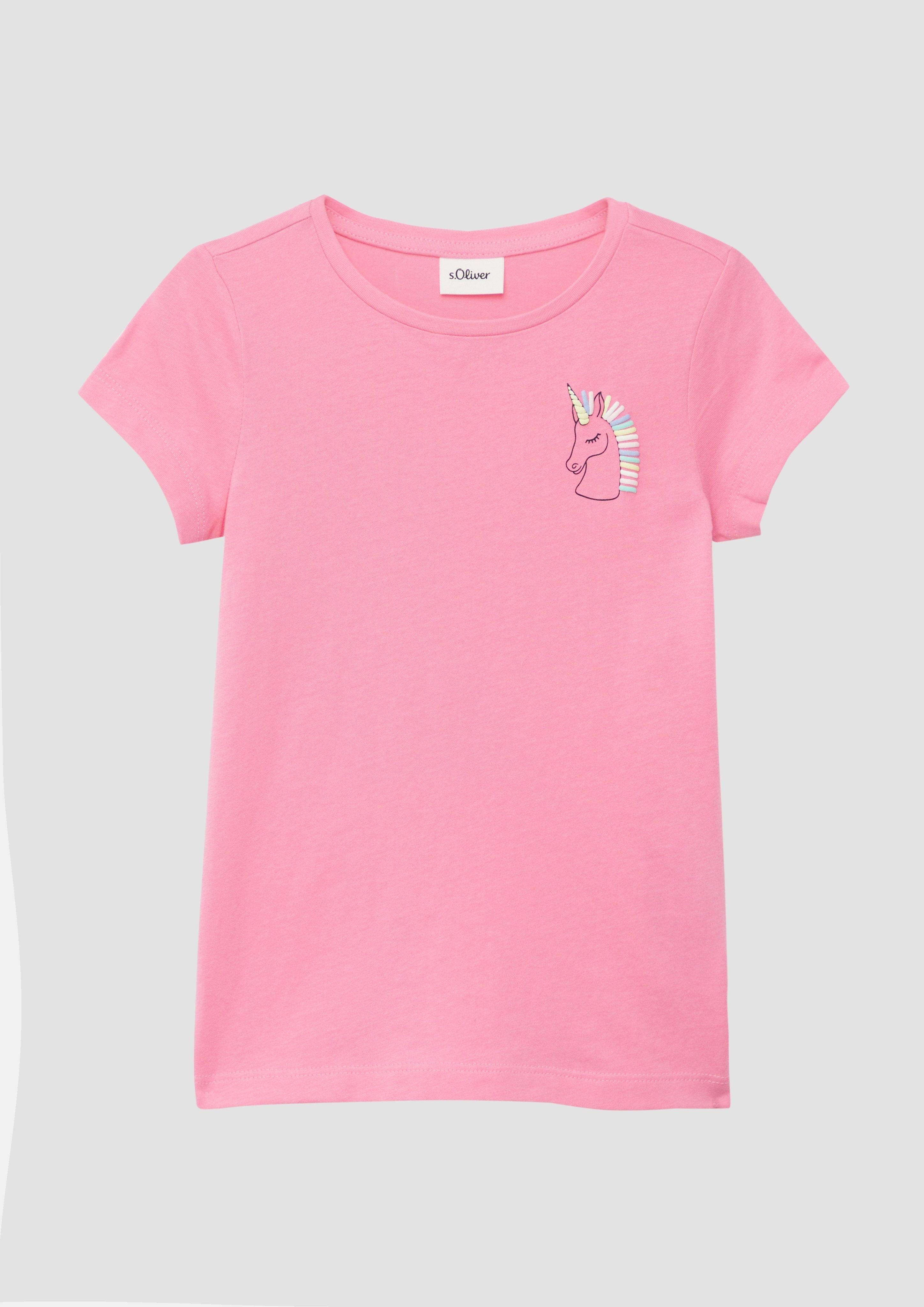 Kurzarmshirt Ausgestelltes T-Shirt mit Printdetail