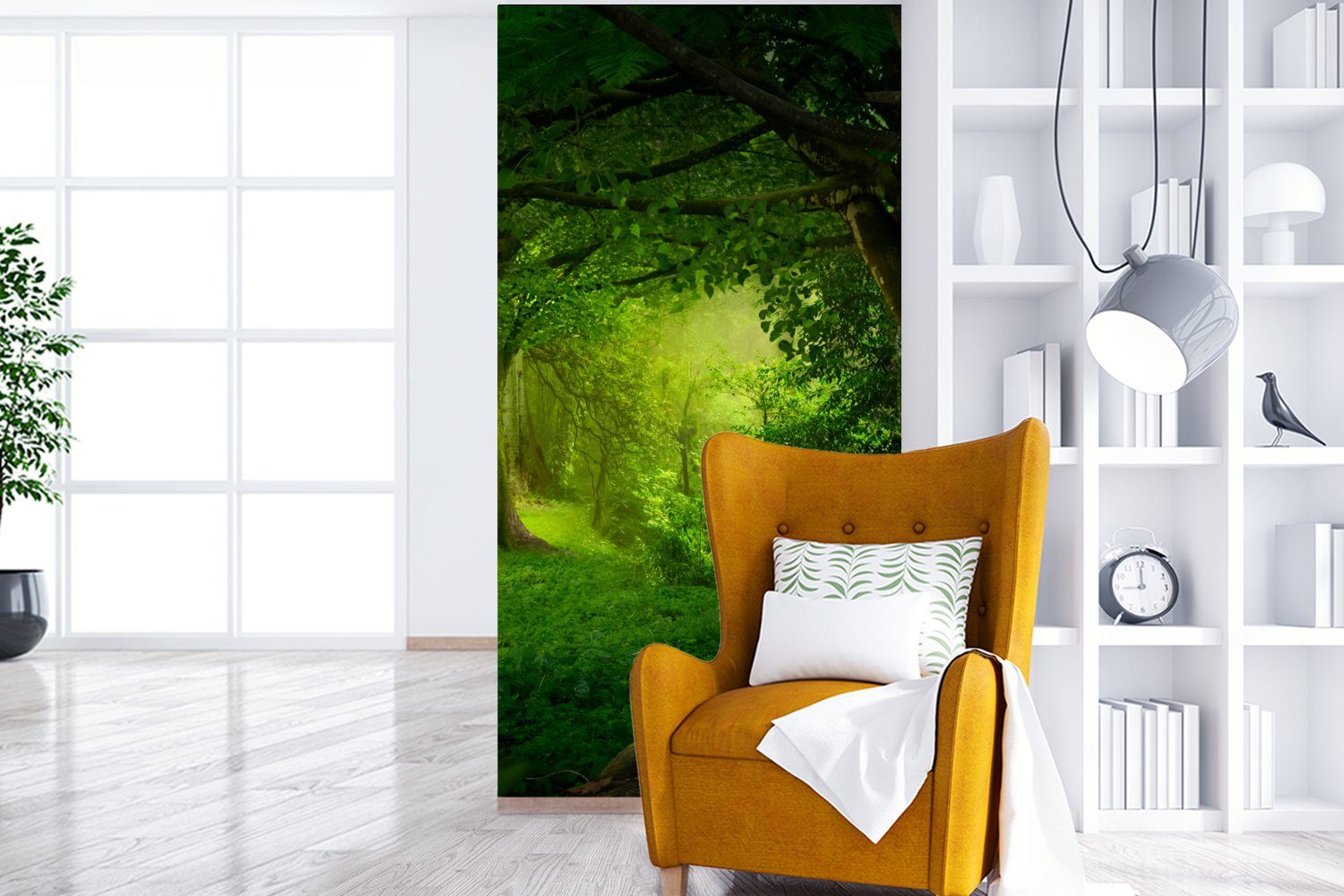 - - Landschaft MuchoWow (2 Wald St), Bäume Fototapete Matt, - Wohnzimmer Schlafzimmer Fototapete Grün bedruckt, Natur, Küche, für - Vliestapete