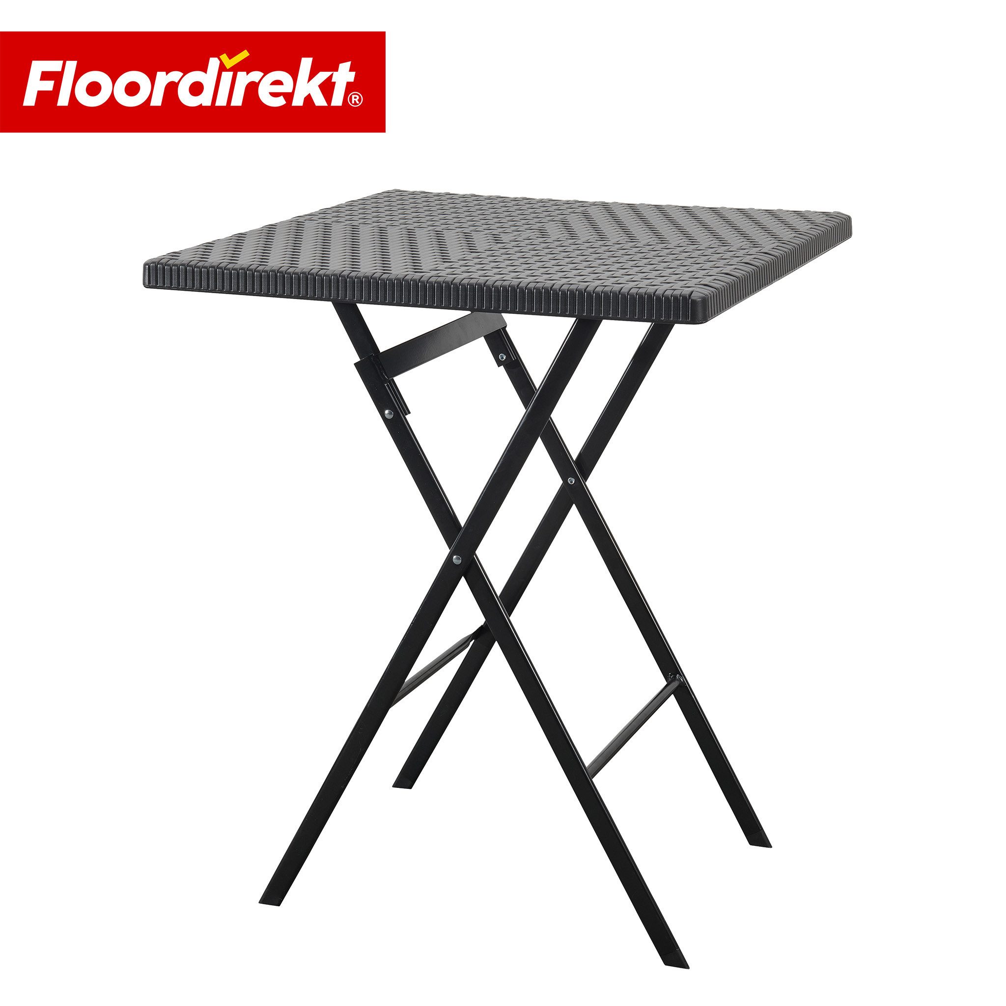 Floordirekt Klapptisch Gartentisch Balkontisch Kobe 60x60 cm schwarz klappbar Rattan-Optik, 60x60 cm, wetterfest, stabil