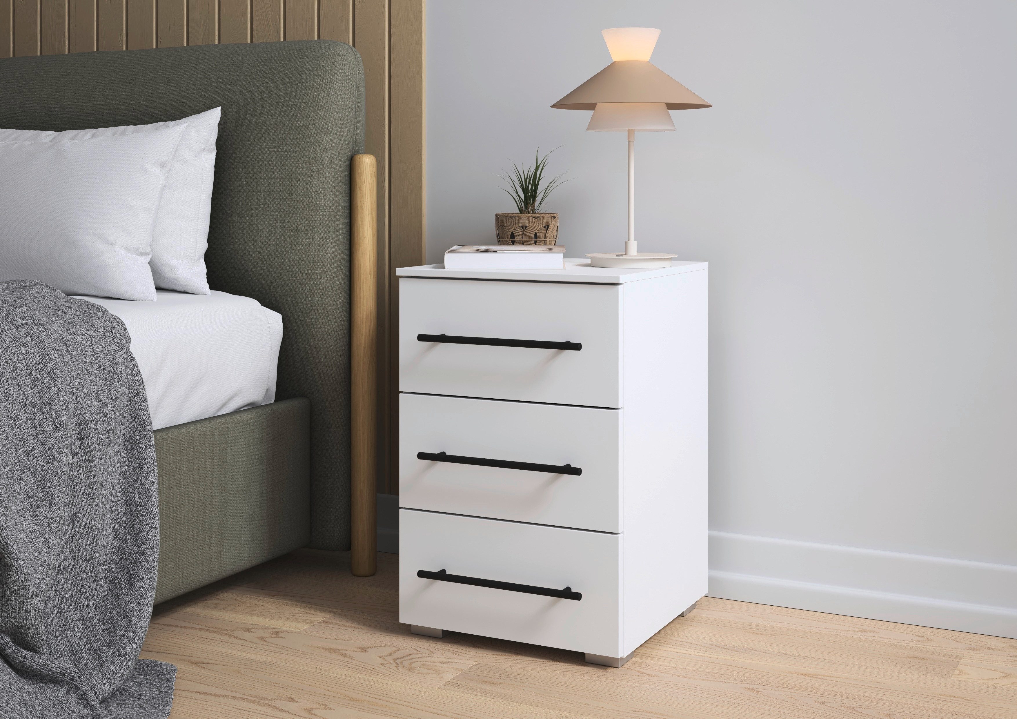 OTTO home Nachtkommode Nachttisch Nachtschrank Schubladen Sideboard Schubladenkommode AVOLA (Breite 40 cm inkl. SOFT-CLOSE-FUNKTION mit Dekorfront), Beimöbel 40cm breit, 3 Schubladen für viel Stauraum, MADE IN GERMANY