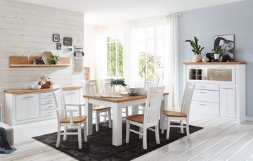 Casamia Essgruppe Esszimmer Sitzgruppe Novara Esstisch 160/180 cm weiß Wildeiche massiv