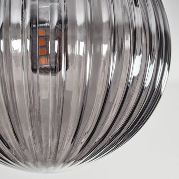 hofstein Deckenleuchte Deckenlampe aus Metall/Riffelglas in Schwarz/Bernstein/Rauchfarben, ohne Leuchtmittel, Leuchte mit Glasschirmen (10, 12, 15 cm), 10 x G9, ohne Leuchtmittel
