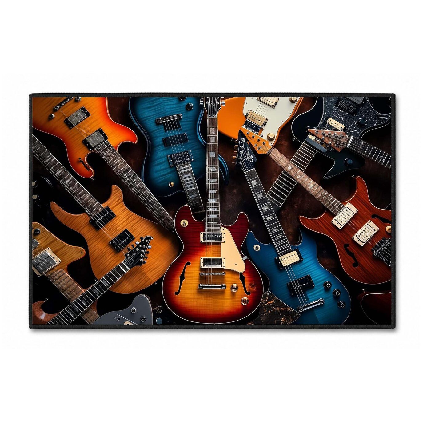 Jumpeak Teppich Teppiche, Motive mit amerikanischen Gitarren, Festtagsgeschenke, Rechteck, Höhe: 5 mm, Rectangular, 5mm dick, faux cashmere, indoor rug, machine-washable rug